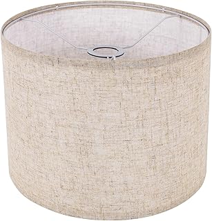 Small Lamp Shade, Beige Drum Lampshade 8.7''Top X 8.7'' Bottom X 7.9'' High, Replacement Lamp Shade Natural Linen Hand Crafted for Table Lamps Floor Lamps Chandelier Lamp, Easy Assembly Required