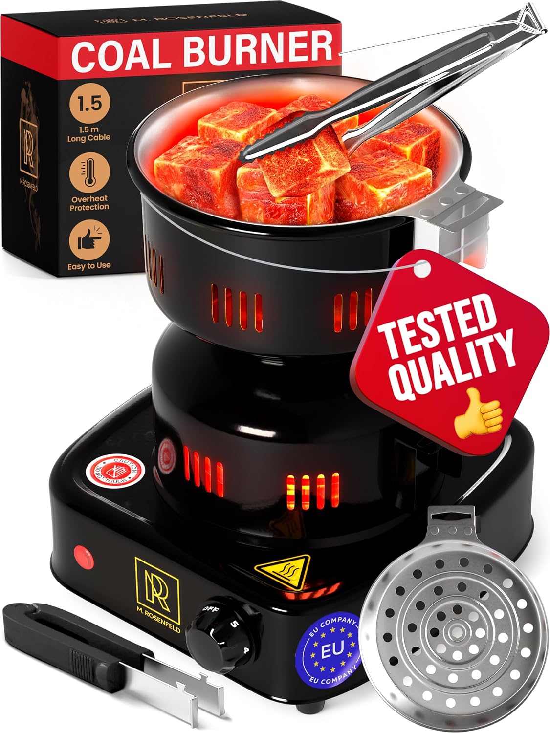 Hookah Coal Burner for Hookah β Premium FIRE Tower Multipurpose Electric Stove for Hookah Coals Burner for Shisha, Free Hookah Tongs, overheat Protection, Hookah Charcoal Burner for Hookah Cubes