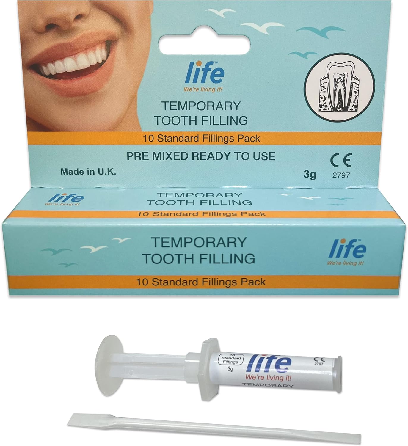 Life Healthcare Temporary Tooth Filling Kit – No Mixing, 10 Ready-to-Use Fillings for Lost or Broken Fillings, Dental Emergency Repair, Made in The UK