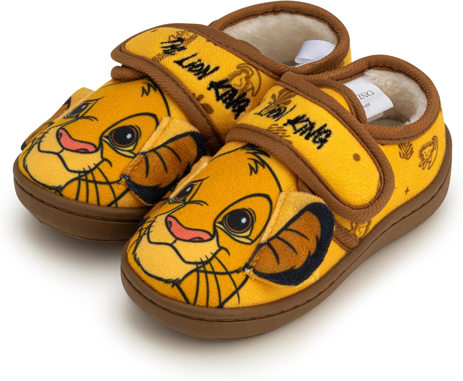 Disney The Lion King Simba Slippers with 3D Ears, Boys & Girls Soft Plush Indoor House Slippers, Non-Slip Rubber Sole, Available in UK Shoe Sizes 6-12