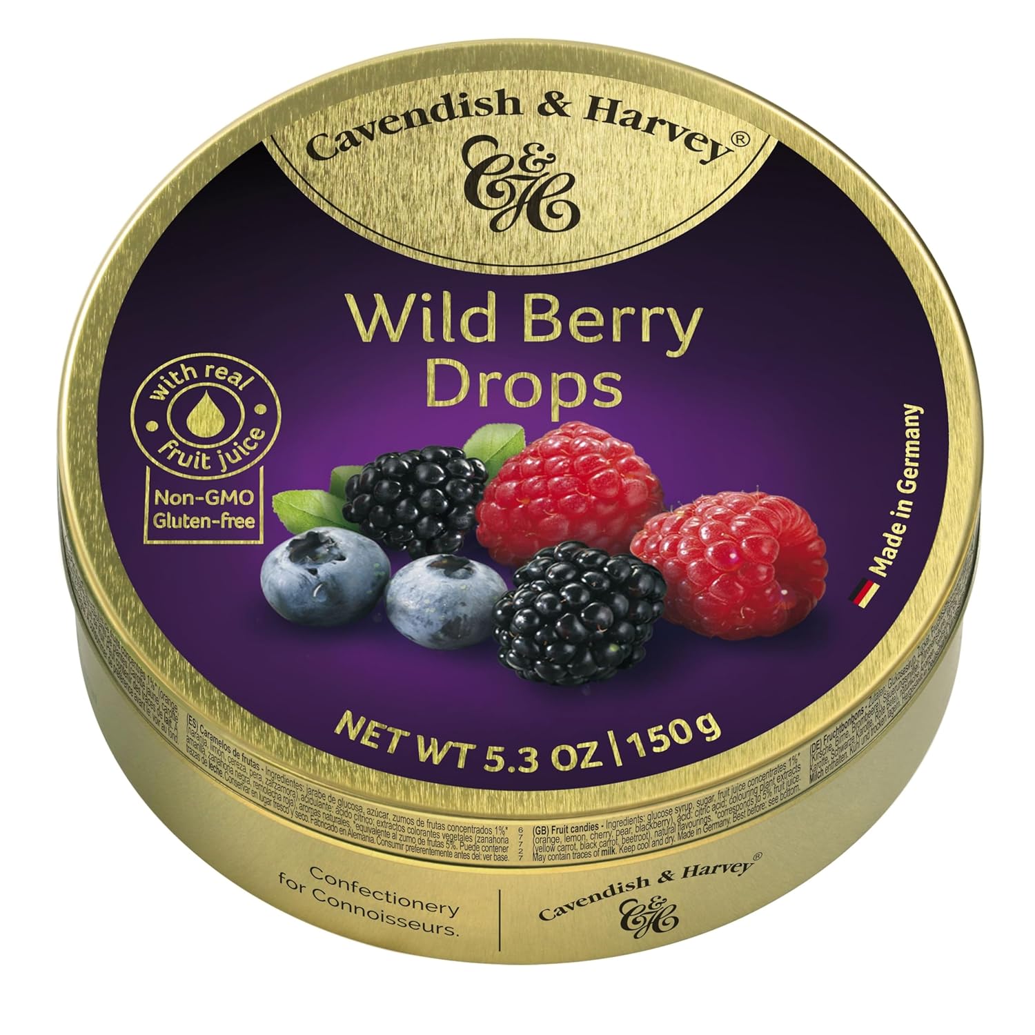 Cavendish & Harvey | Wild Berry Hard Candy Drops | 5.3 Ounce Tin