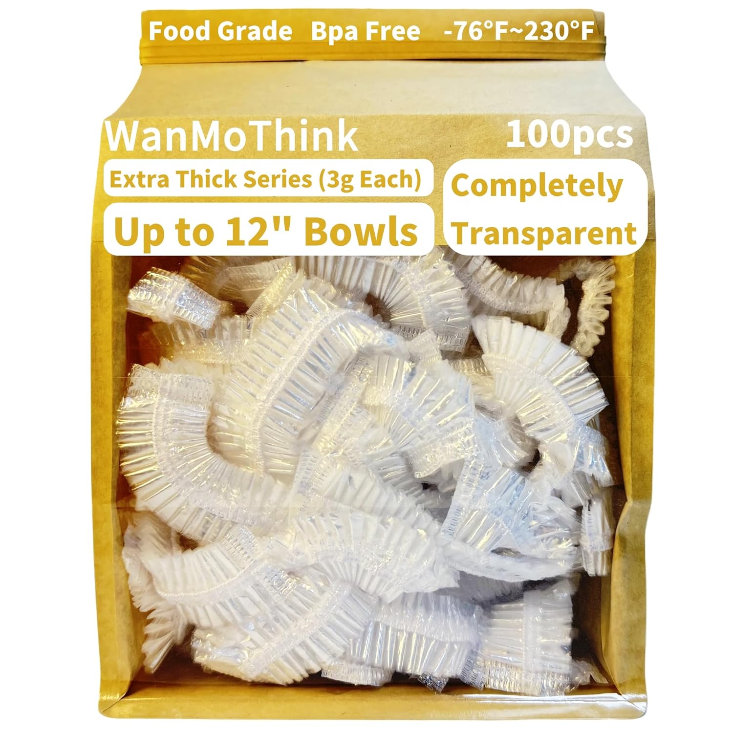 100pcs Large Bowl Covers Bread Proofing, Fits Bowls Up to 12", Shower Caps for Sourdough Bread Baking Supplies accessories, BPA Free, Food Grade
