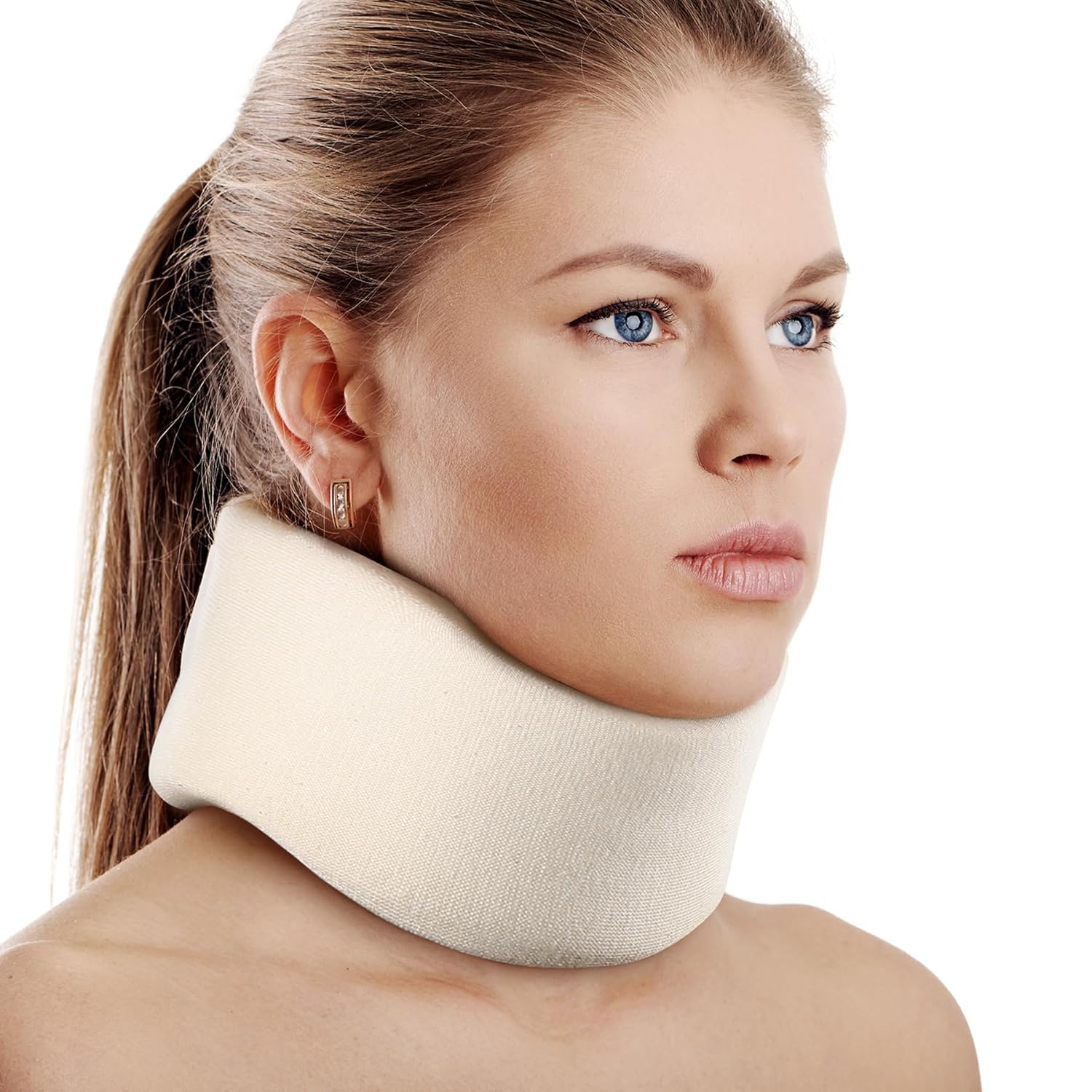 Soft Foam Neck Brace Universal Cervical Collar, Adjustable Neck Support Brace for Sleeping - Relieves Neck Pain and Spine Pressure, Neck Collar After Whiplash or Injury (3" Depth Collar, L)