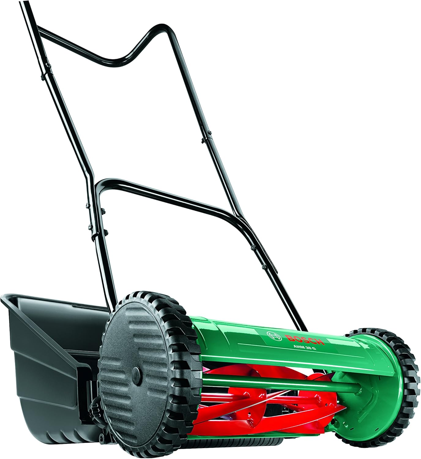 Bosch Lawn and Garden Lawn Mower AHM 38 G (for Small Areas; Environmentally Friendly, Petrol-Free and Electric-Free; Cutting Width: 38cm; Cutting Height: 15-50mm; Weight: 6.7kg; in Carton Packaging)