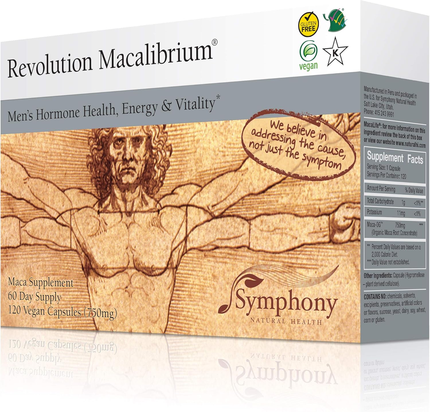 Revolution Macalibrium - Natural Concentrated Gelatinized Maca Supplement to Support Men's Hormone Health, Energy, Strength, Power, and Reproductive Health -120 Vegan Capsules (60 Day Supply)