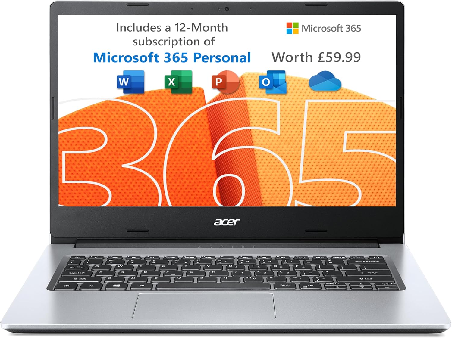 Acer Aspire 1 A114-33 Laptop - Intel Celeron N4500, 4GB, 64GB eMMC, Integrated Graphics, 14" HD, Windows 11, Silver