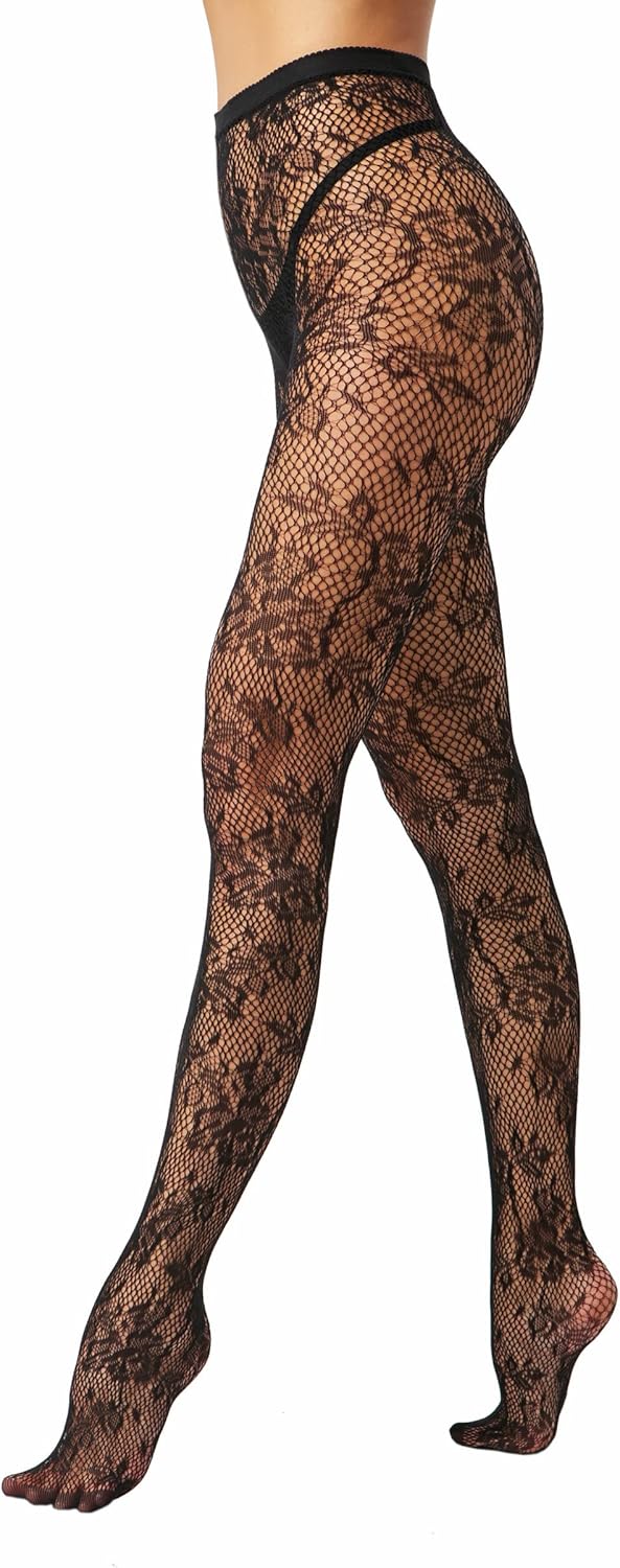 EVERSWE High Waist Fishnet Tights Thigh High Stockings Suspender Pantyhose