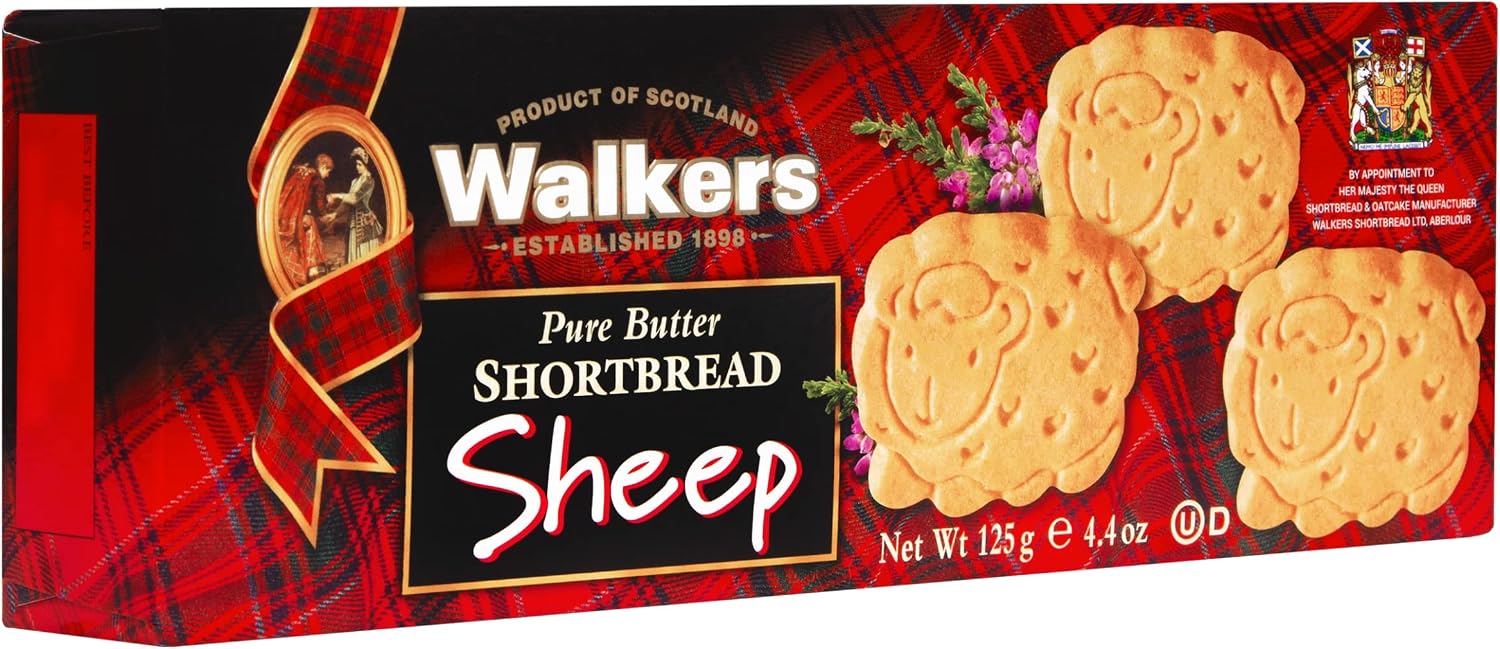 Walker's Shortbread Sheep Shapes – Pure Butter Scottish Biscuits, 125 g (Pack of 12)