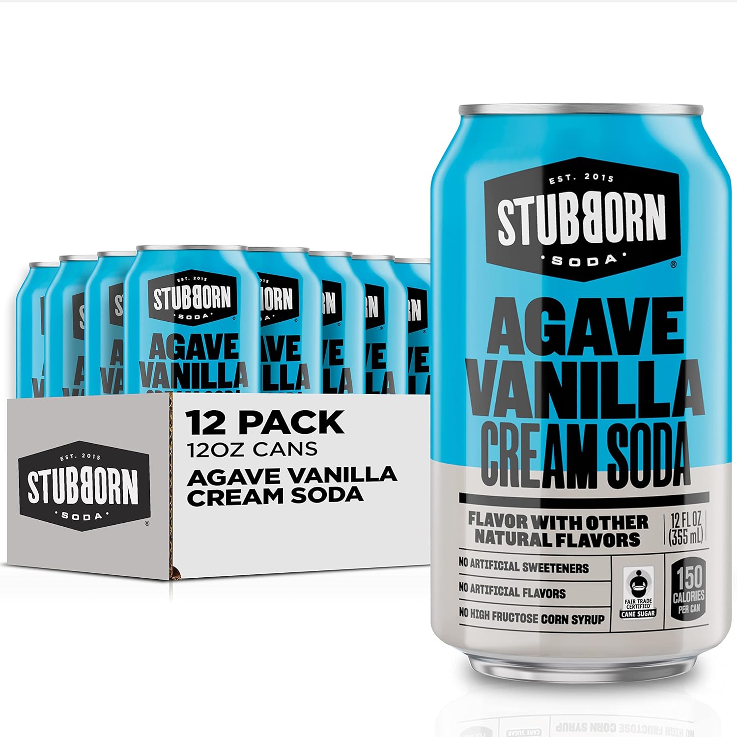 STUBBORN SODA, Agave Vanilla Cream Soda, 12oz Cans (12 Pack)