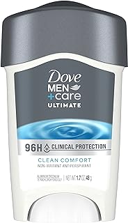 DOVE MEN + CARE Clinical Protection Antiperspirant Clean Comfort Stick for Men 96-Hour Sweat and Odor Protection Clinical Strength Antiperspirant with 1/4 Moisturizing Cream 1.7 oz