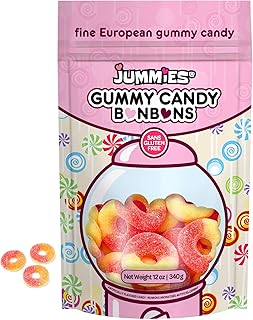 Jummies Peach Rings Candy, Soft Gummy Candy 12 OZ Bag (Gluten Free)
