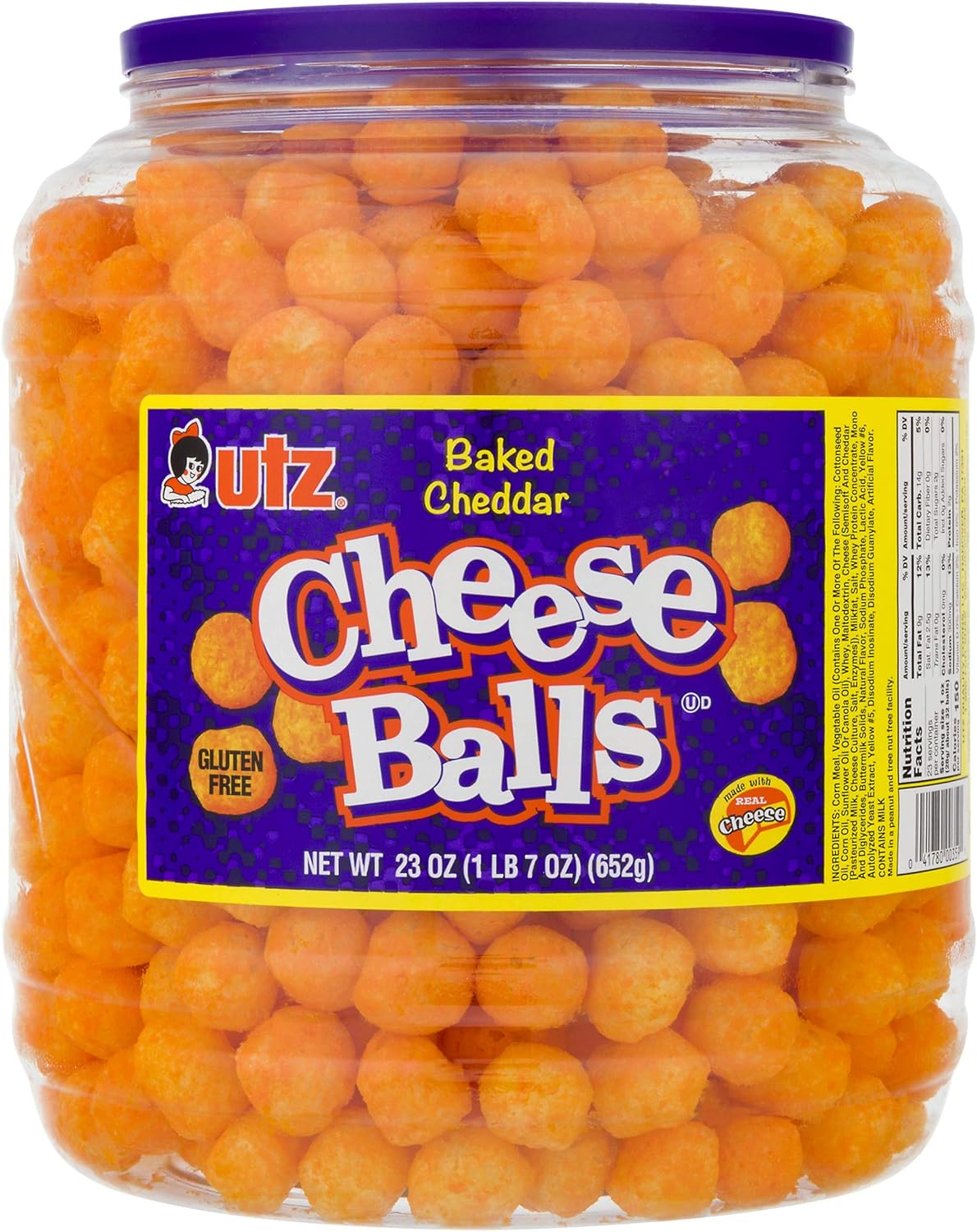 Utz Cheese Balls Barrel, 23 Ounce by UTZ