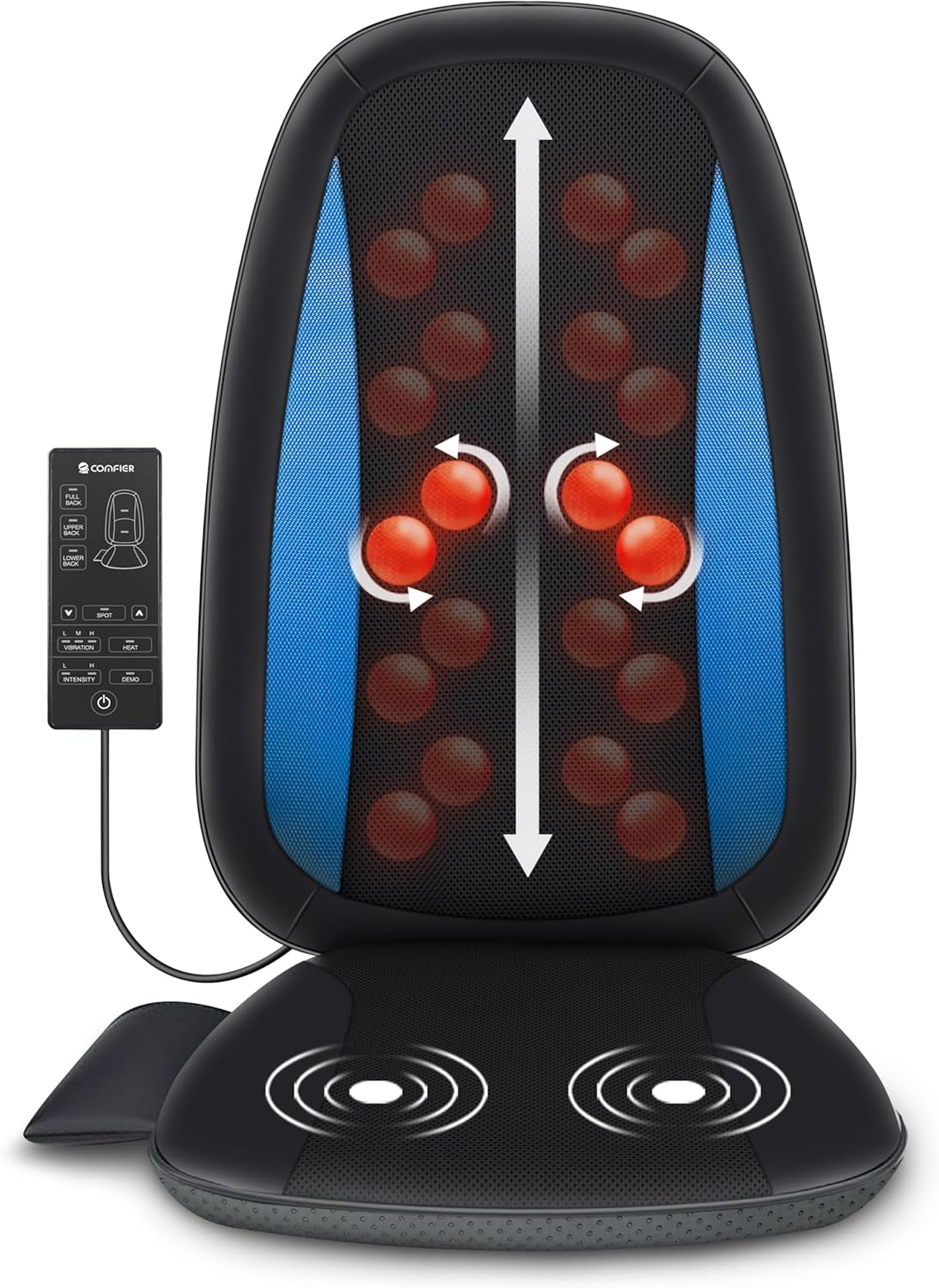 COMFIER Shiatsu Back Massager with Heat,Deep Tissue Kneading Massage Seat Cushion,Massage Chair Pad for Full Back,Body Massager for Home or Office Chair use, Gift