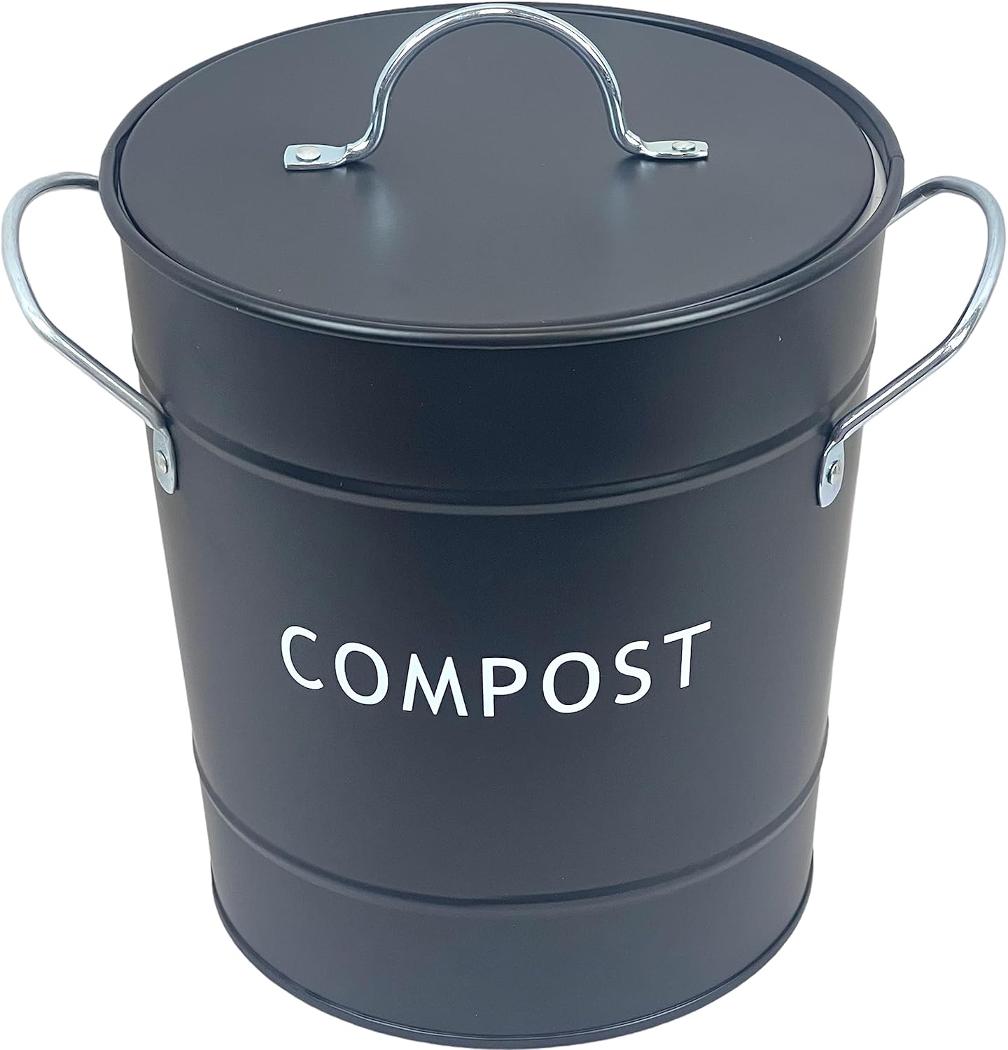 Metal Kitchen Compost Bin Black -Composting Bin for Food Waste Recycling With Plastic Inner Indoor and Outdoor Use