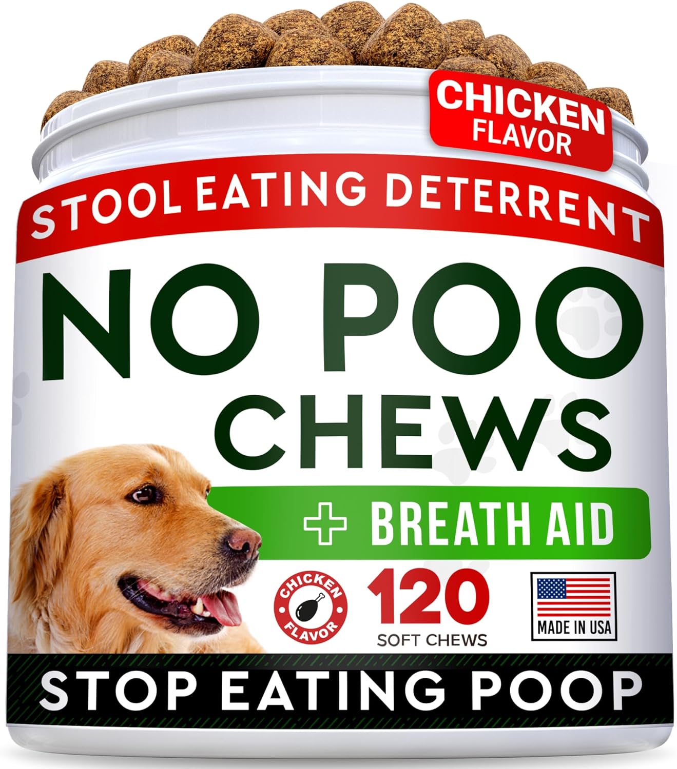 STRELLALAB No Poo Treats - No Poop Eating for Dogs - Coprophagia Stool Eating Deterrent - Digestive Enzymes - Gut Health & Immune Support - Stop Eating Poop - 120ct