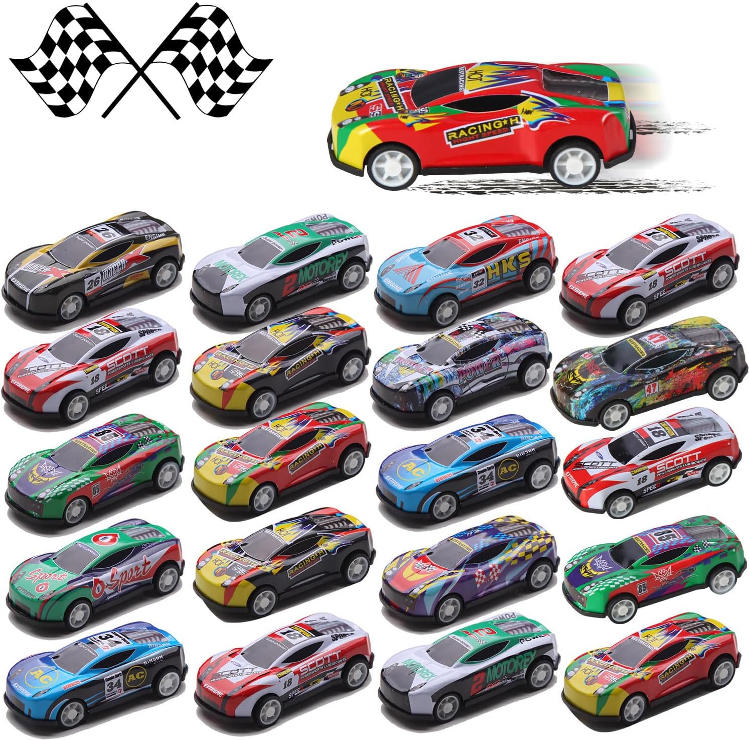 30 Pack Pull Back Cars for Kids, Mini Vehicles Toy Bulk Party Favor Race Cars Toys, Goodie Bag Stuffers, Pinata Fillers for Boys Girls Toddlers