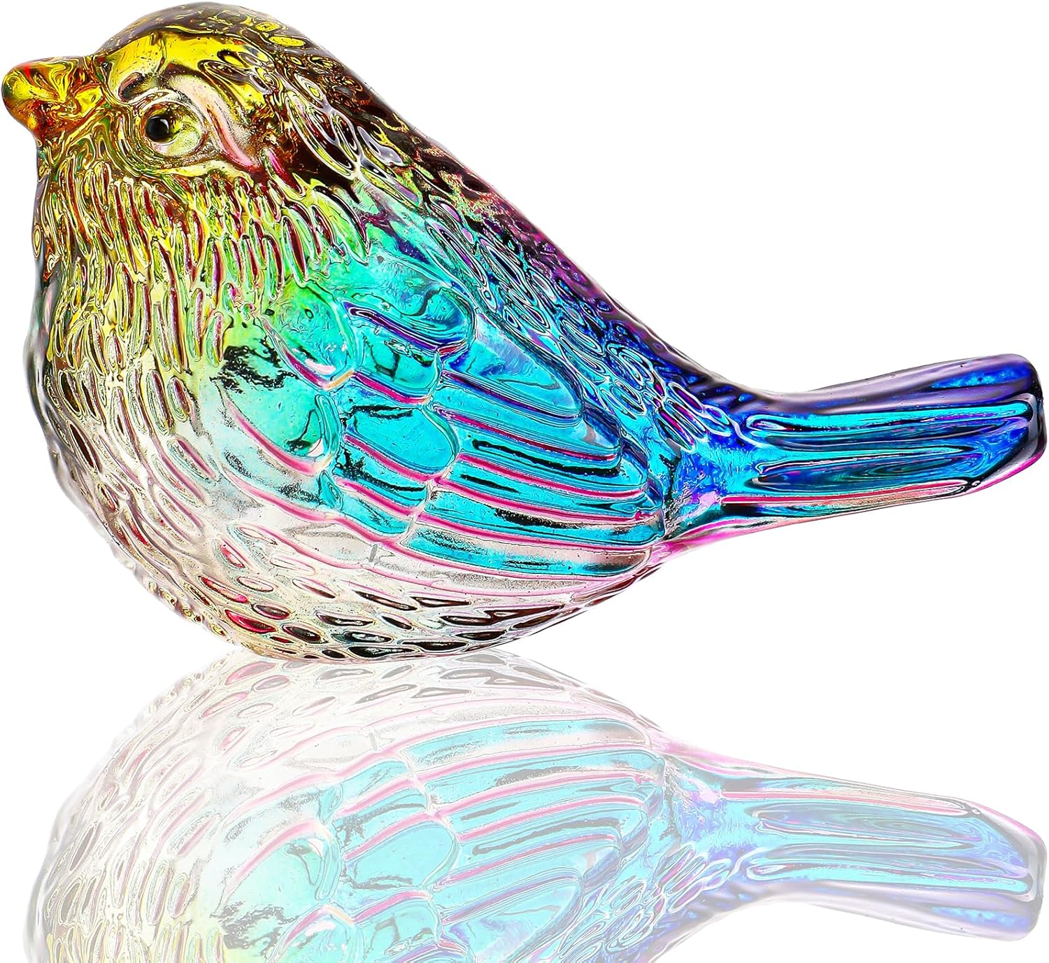 H&D HYALINE & DORA Colorful Glass Birds Figurine Champagne Crystal Art Glass Birds Collectible Figurines Handmade Art Cute Animal Gift