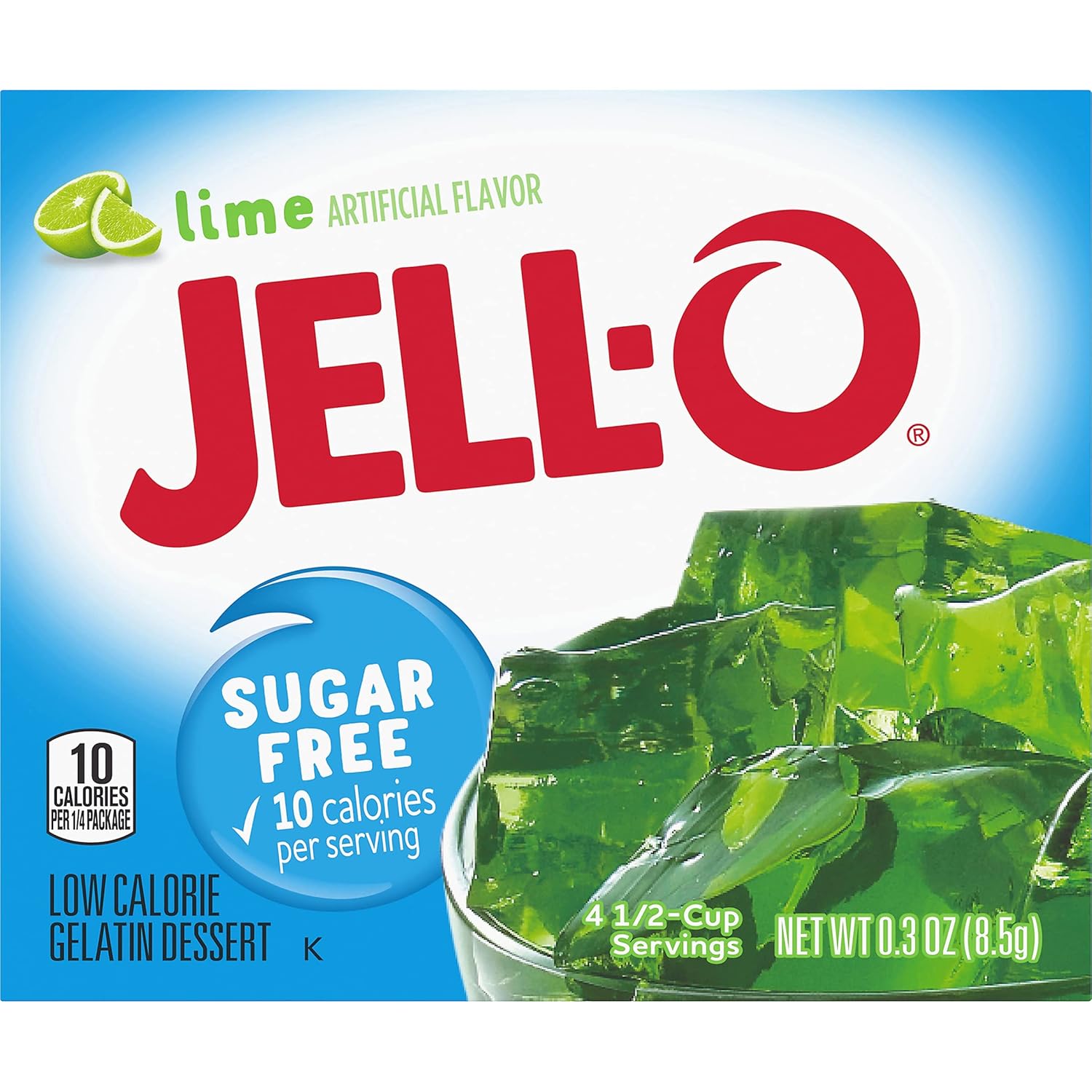 Jell-O Sugar Free Lime Low Calorie Gelatin Dessert 1 x 8.5g Box Jello
