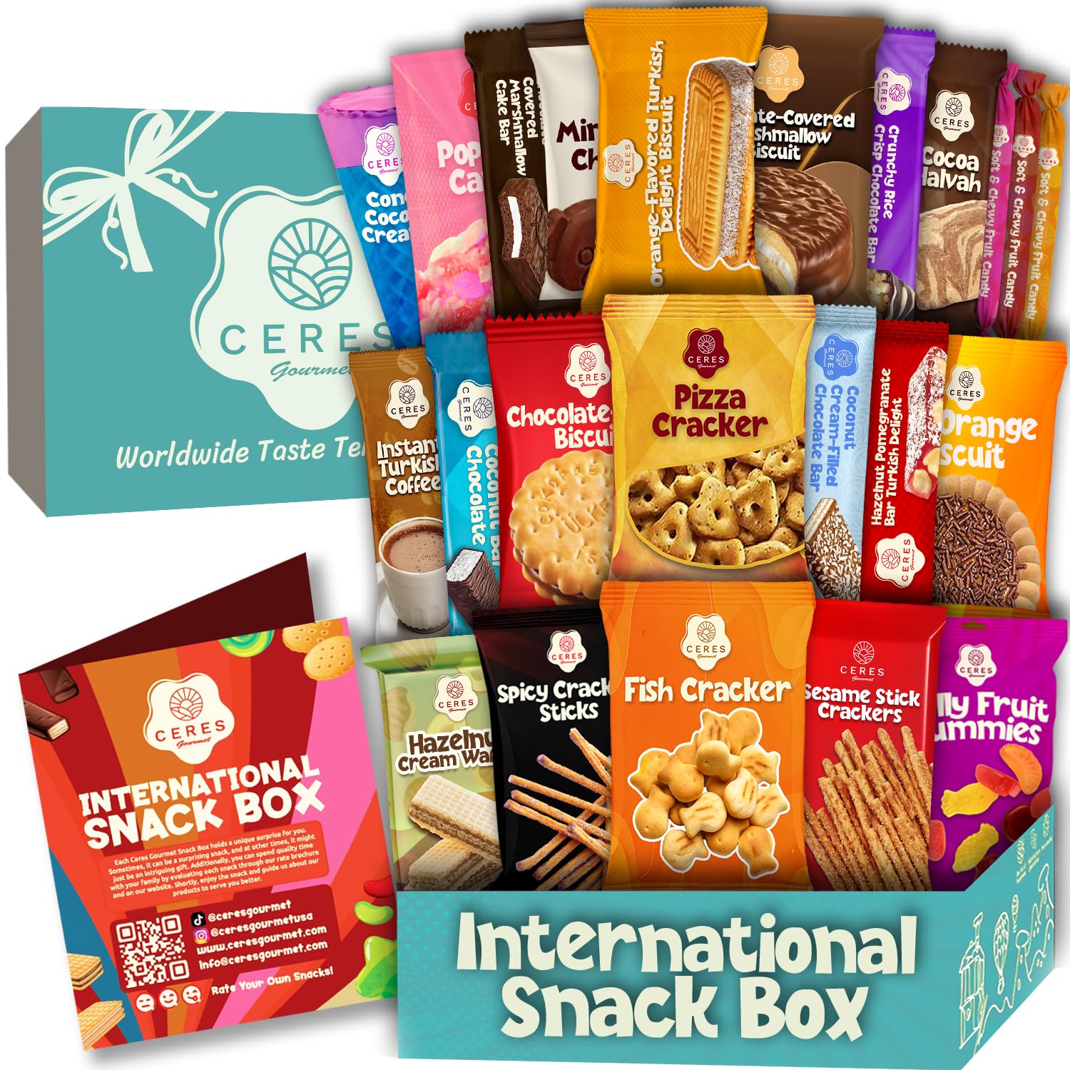 International Exotic Snack Box, 22 Count - Turkish Mystery Box of Snacks Variety Pack for Everyone, Foreign Snacks Assortment, European Snacks Gifts for Adults and Kids (Midi)