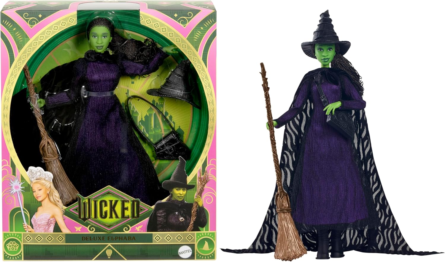 Mattel Wicked, Deluxe Elphaba Fashion Doll & Accessories, Movie-Inspired Look with Braided Hair & Posability, HXY38