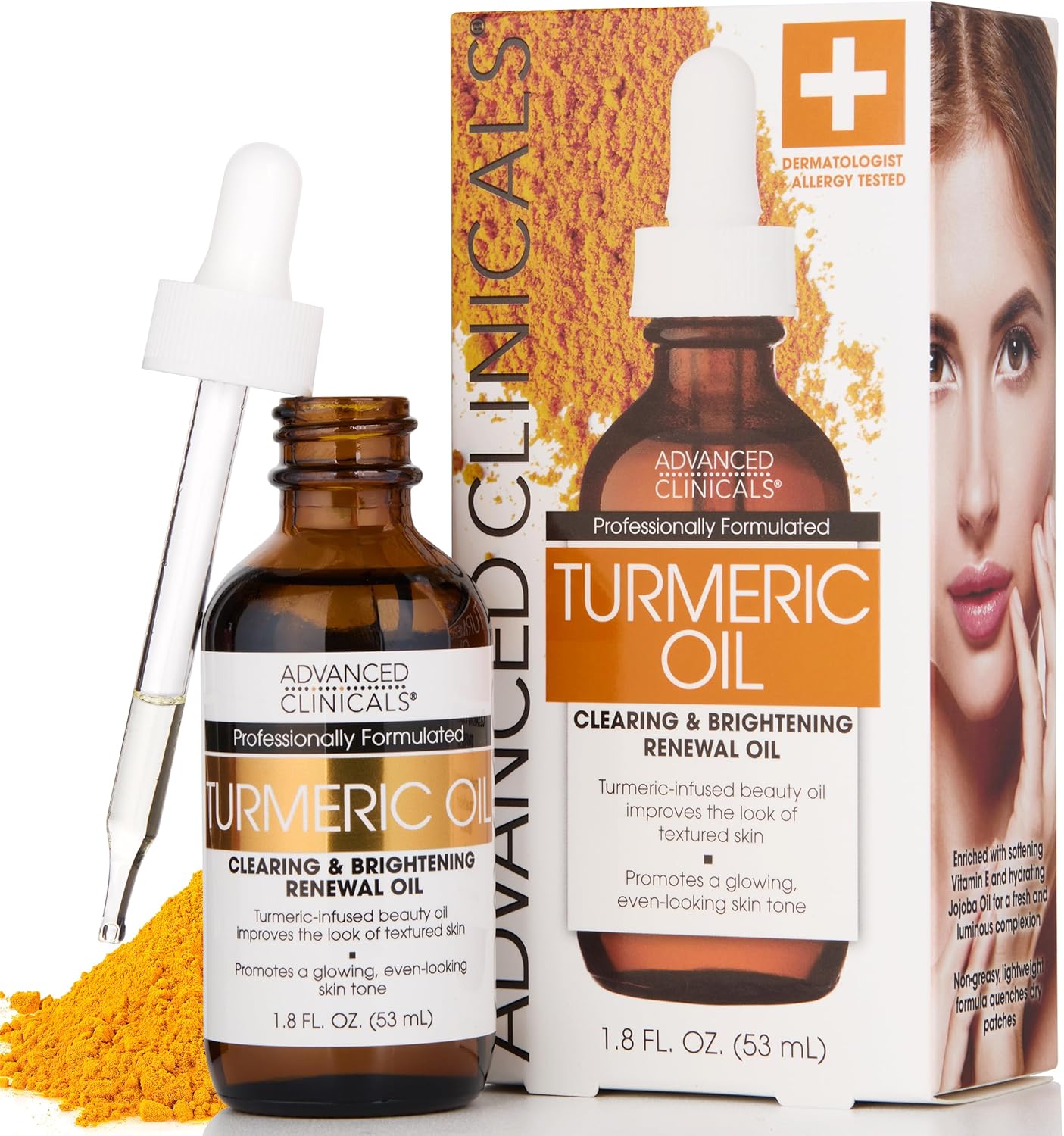 Uxiyi Turmeric Oil for face. Antioxidant formula with Rose Extract and Jojoba oil for dry skin, redness, and skin blemishes. (1.8oz)