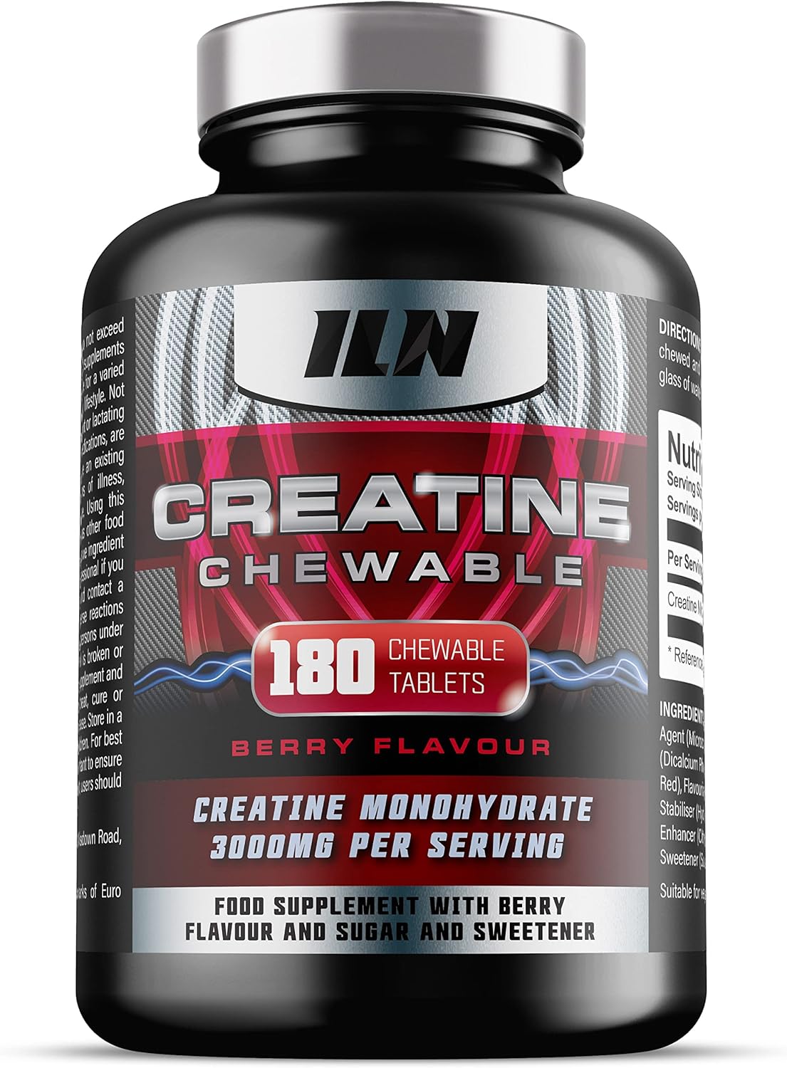 Chewable Creatine Tablets (Berry Flavour) - 3000mg Chewable Creatine Monohydrate Tablets - Creatine Chews - 180 Tablets