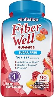 Vitafusion Fiber Well Sugar Free Fiber Gummies Supplement, Peach, Strawberry, And Blackberry Flavored Supplements, 90 Count