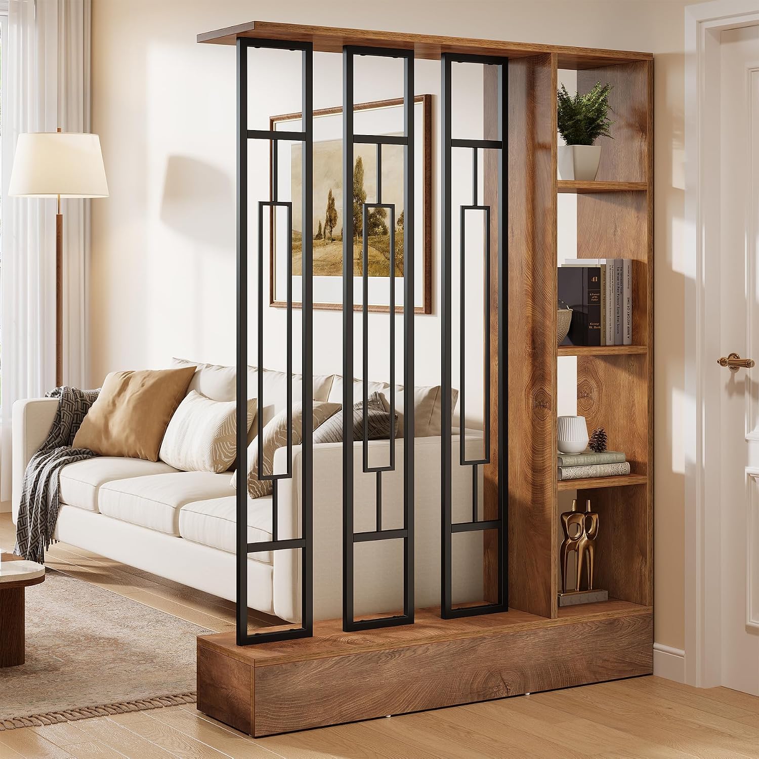 Tribesigns Room Divider with Shelves, 71" Freestanding Storage Room Divider