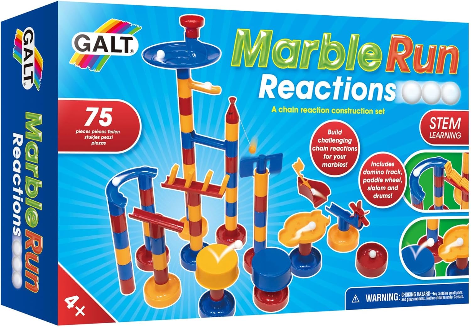 Galt Toys, Marble Run Reactions, Chain Reaction Kit for Ages 4+, Multi-Colored