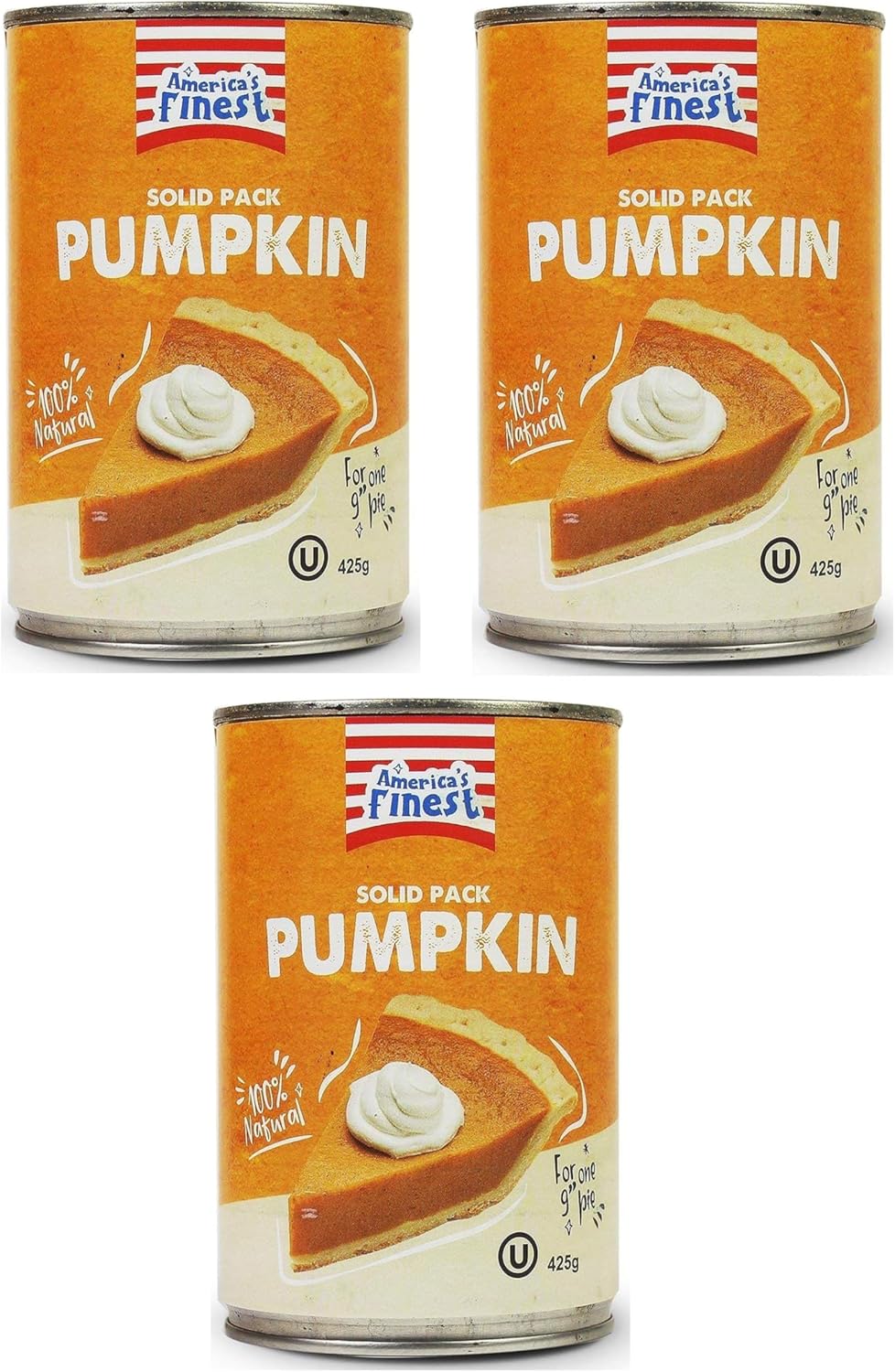 America's Finest | Pack of 3 | Pumpkin Puree - 100% Pure Pumpkin - 425g Tin
