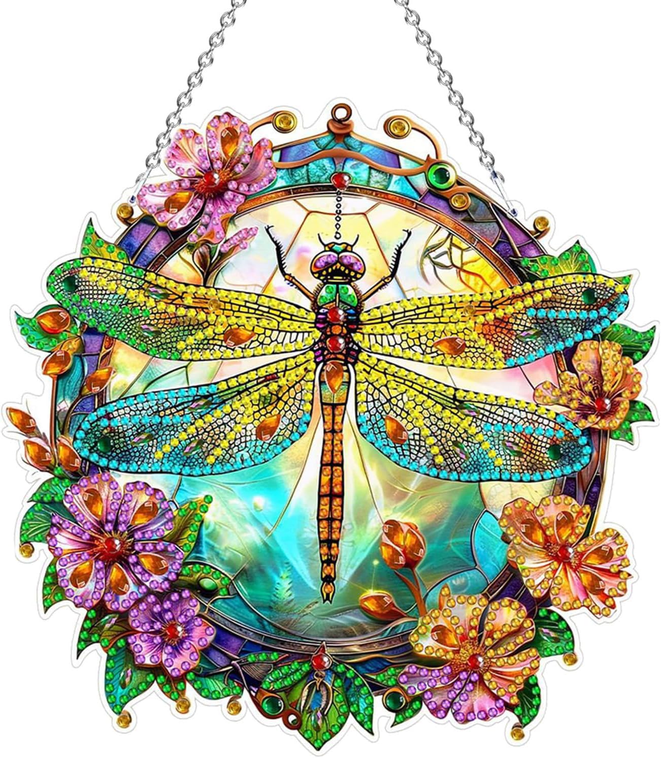 ICHOWHO Diamond Art Kits Adults, 5D Diamond Painting Kits Dragonfly Diamond Art Ornaments Wall Hanging Crystal Art Window Decor Craft Gifts for Women Gem Art Hobbies, 20 * 20 cm