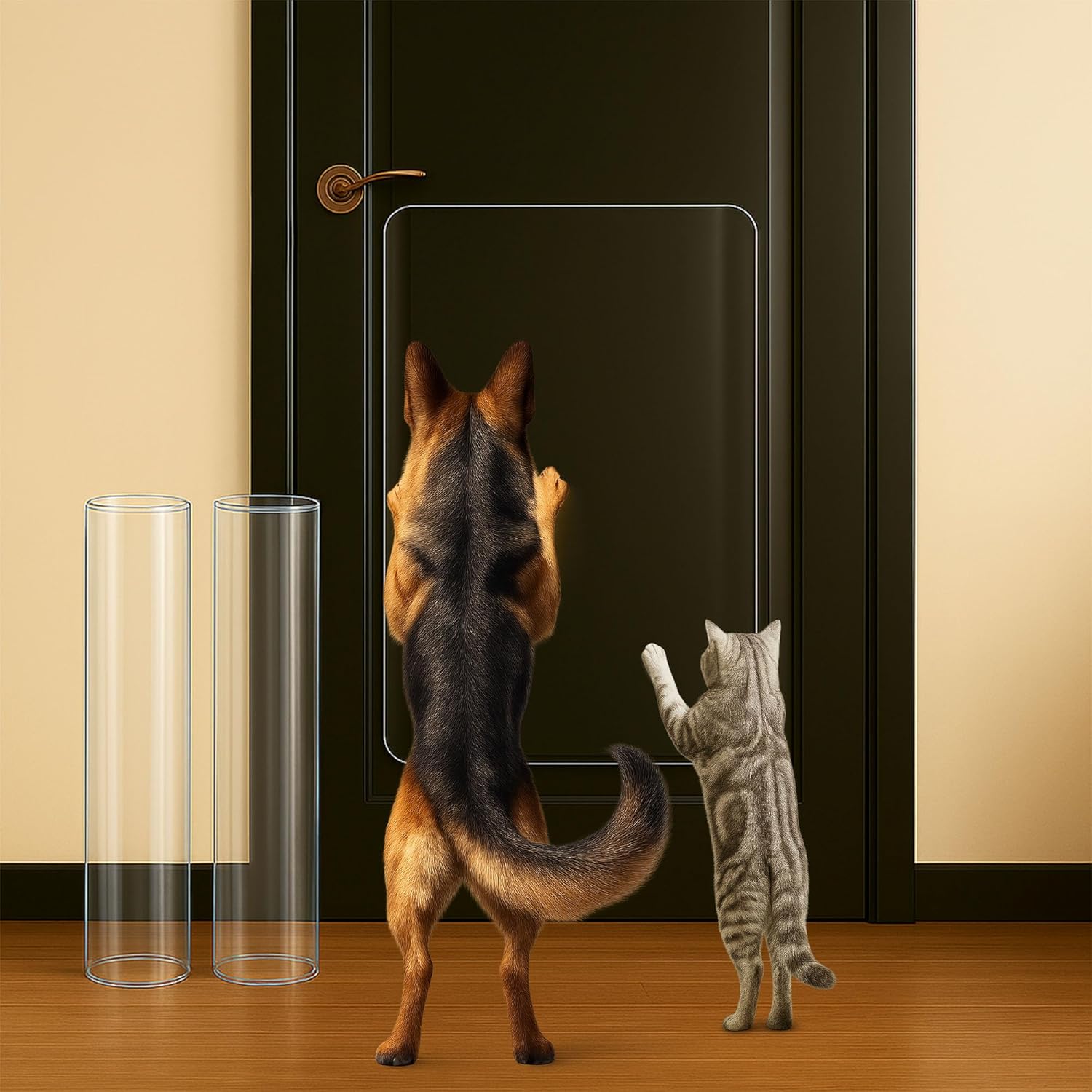 Dog Door Scratch Protector 2-Pack 16 x 30’’ Customizable Transparent PVC Film, Anti-Scratch Guard for Doors & Trim, Damage Proof Protection