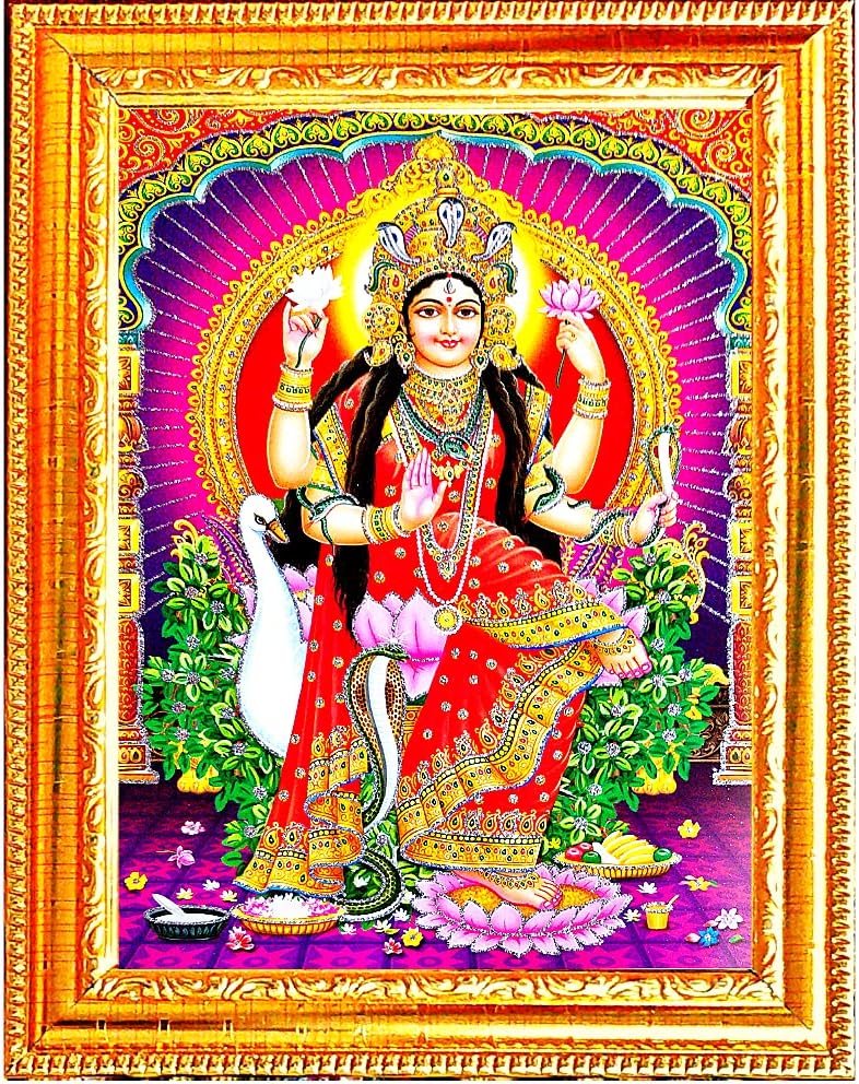 Suninow MANASA Devi | NAG Devi | Goddess of Snakes | Hindu Goddess Religious Frame (42 x 32 cm)