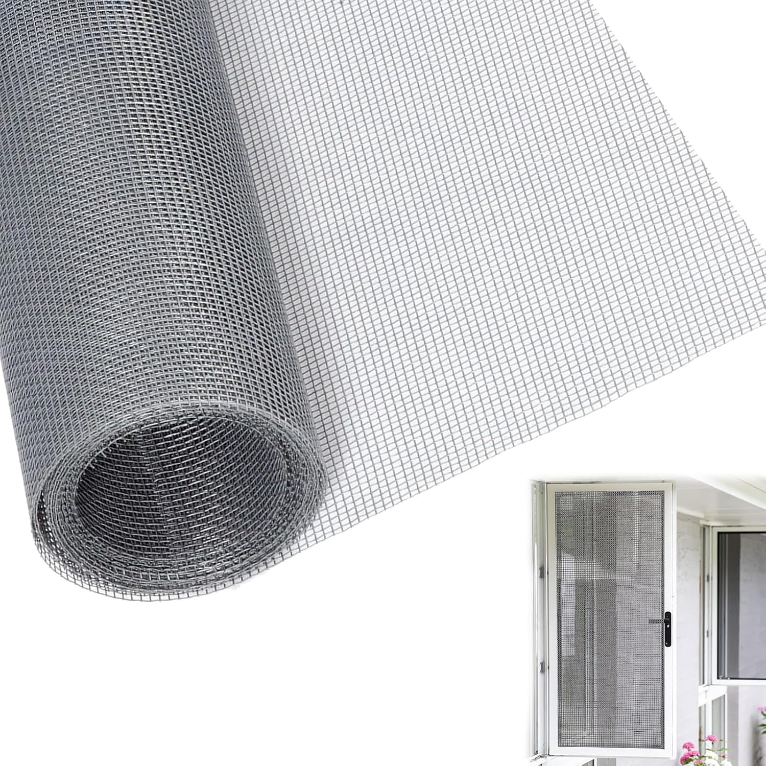 Window Netting for Insects – 250cm x 120cm Fly Screen Mesh for Windows & Doors, 1.6mm x 1.6mm Fine Mesh, Durable & Breathable Insect Net, Easy to Cut DIY Mosquito Screen, Keep Flies & Bugs Out, Grey