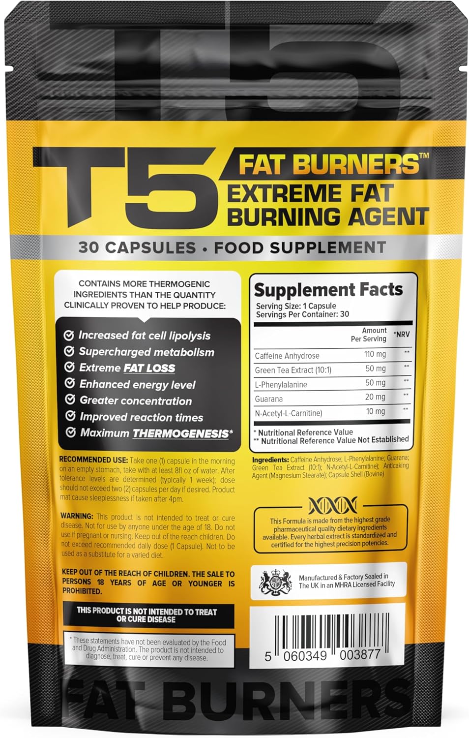 Fat Burners - Maximum Strength Weight Loss Supplement | Metabolism Booster, Appetite Suppressant, and Energy Enhancer | 30 Capsules for Men and Women | Clinically Proven Formula (1)