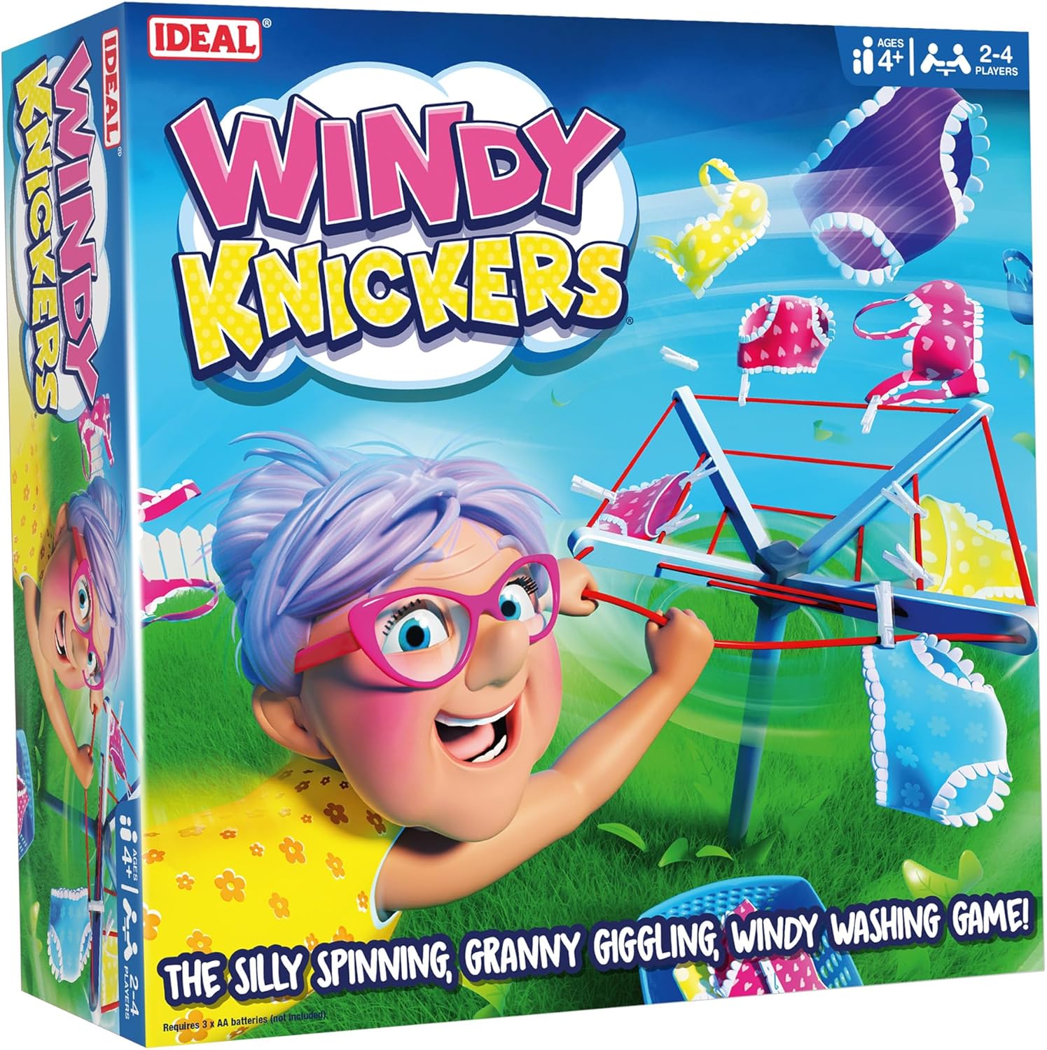 Ideal, Windy Knickers: The Silly Spinning, Granny Giggling, Windy Washing Game, Kids Games, for 2-4 Players, Ages 4+