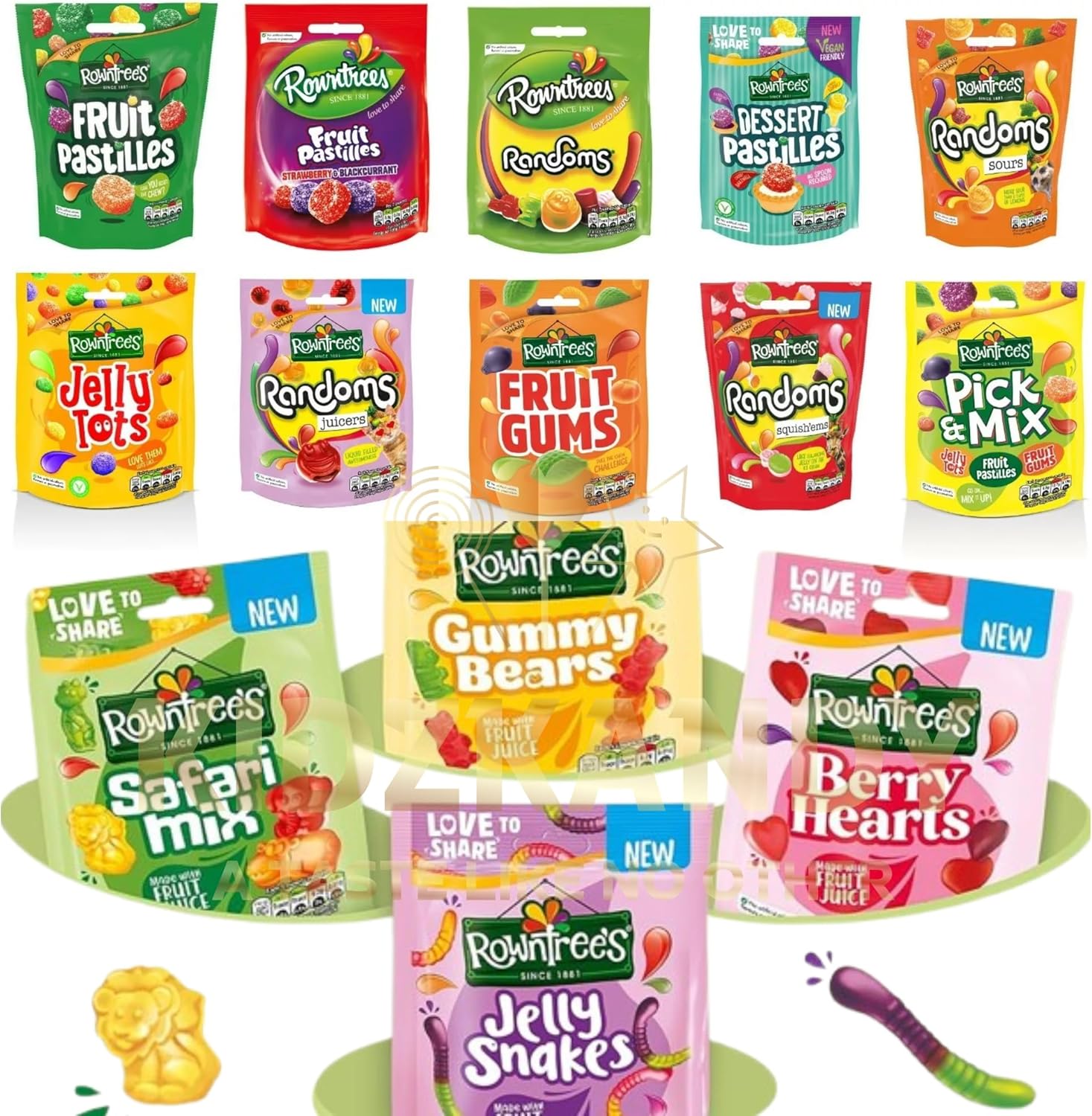 Fruit Sweet Bundle Fruit Pastilles, Randoms, Safari, Fruit Gums, Juicers, Jelly Tots, Pick & Mix, Tropical Tots And Many More Sharing Pouch - (Random 3 Pouch)
