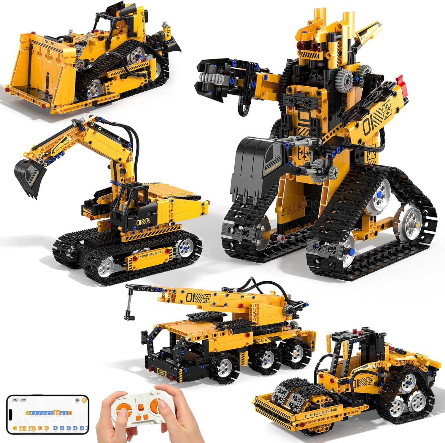 Technic Remote Control Robot Toys Building Sets, 5-IN-1 RC Robot and Car, Remote and App Controlled Building Kit for Kids, Engineering Kits for Teens, STEM Technic Boy Toys Gift Age 8-12 13 14 15+