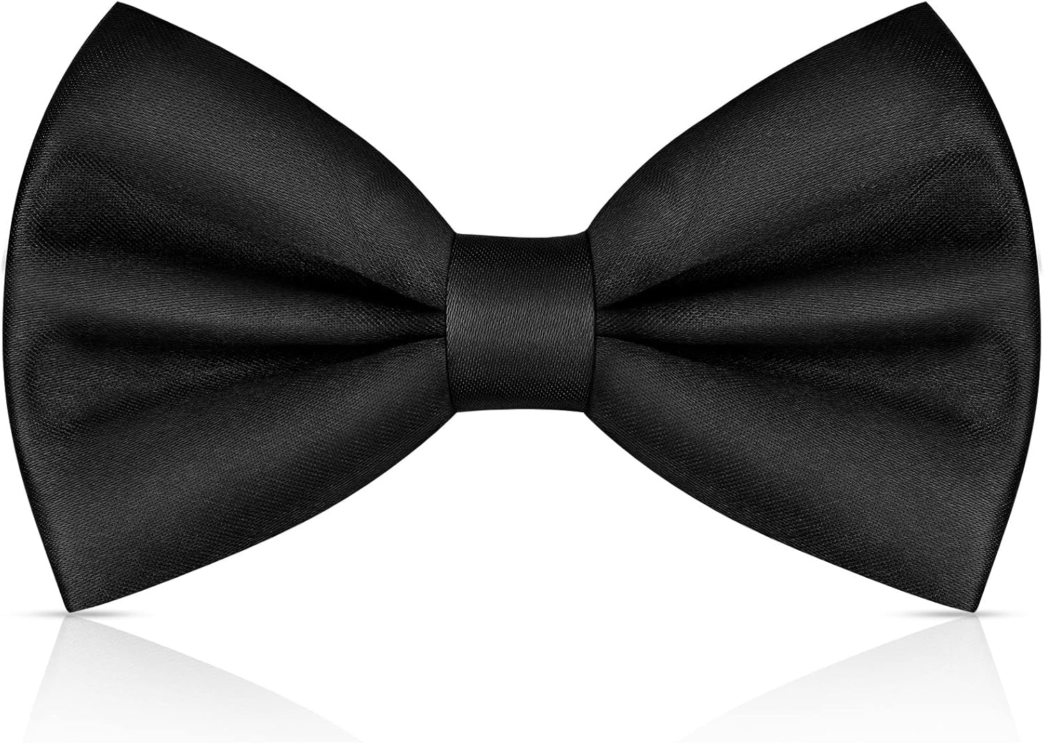 URAQT Men's Bow Tie, Classic Solid Color Pre-Tied Bow Tie for Men, Satin Tux Bowtie, Adjustable Formal Neck Bowtie for Parties, Wedding (Black)