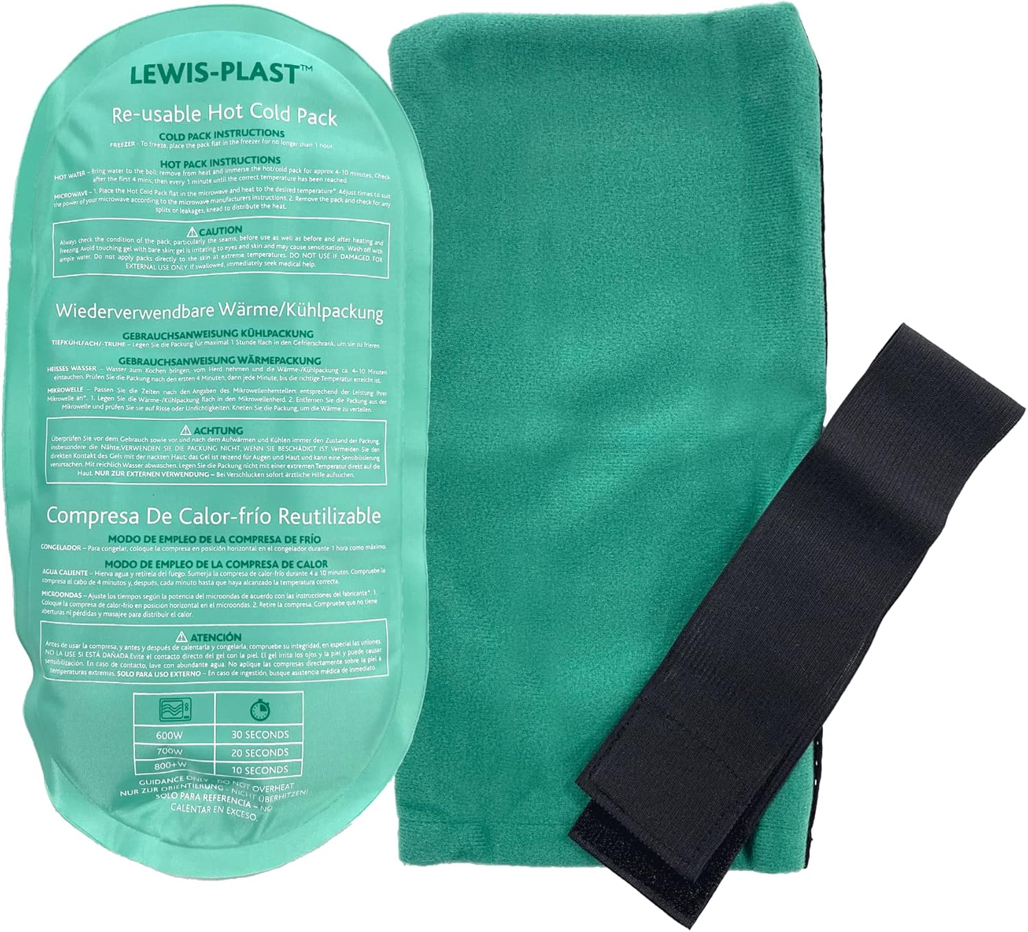 Lewis-Plast Premium Hot & Cold Reusable Gel Pack Compress Wrap with Sleeve - Ice Heat Packs for Knee, Back, Shoulder, Ankle and Neck Injury- Cramps, Migraine, Toothache, Bruises, Lumbar, Sciatica Pain