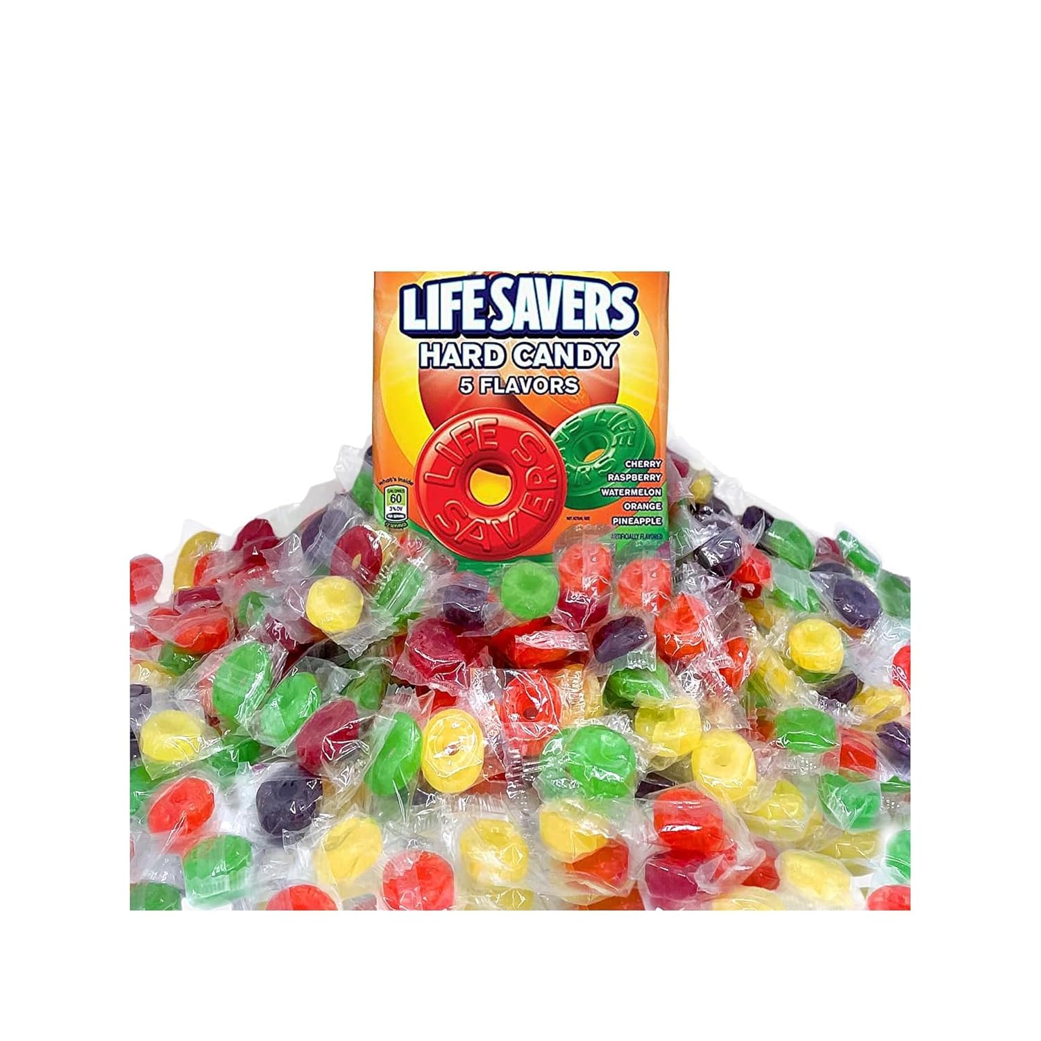 Life Savers Hard Candy 5 Flavors - 2 lbs of Candy - Individually Wrapped - Cherry, Watermelon, Orange, Pineapple, and Raspberry - Perfect for Stocking the Pantry