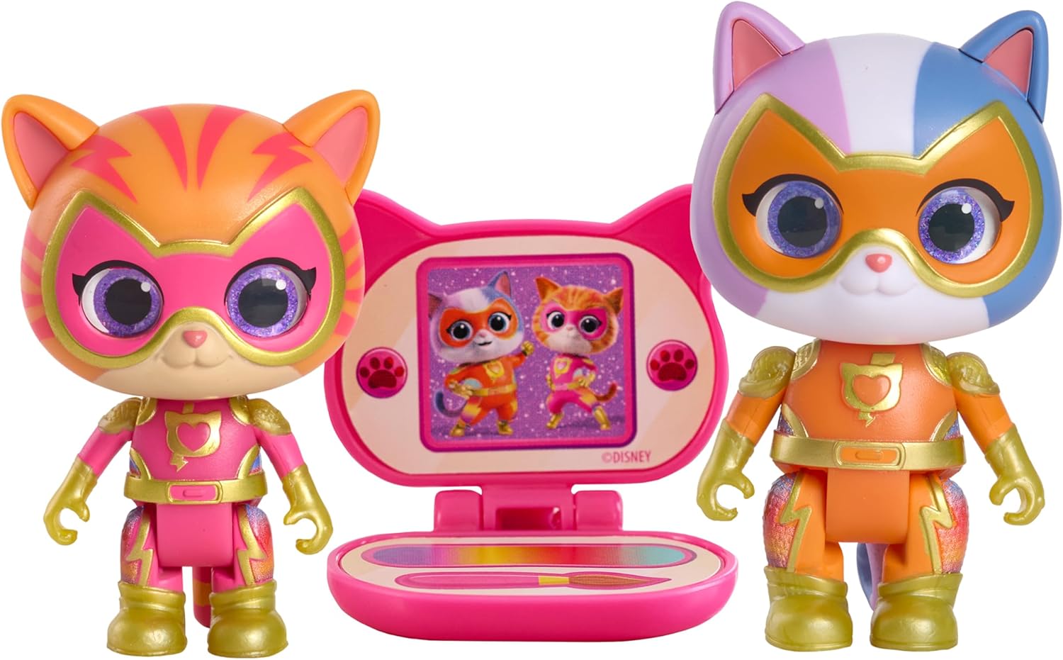 Just Play Disney Junior SuperKitties Su-Purr Charged Ginny and Buddy Figure Set, Kids Toys for Ages 3 Up