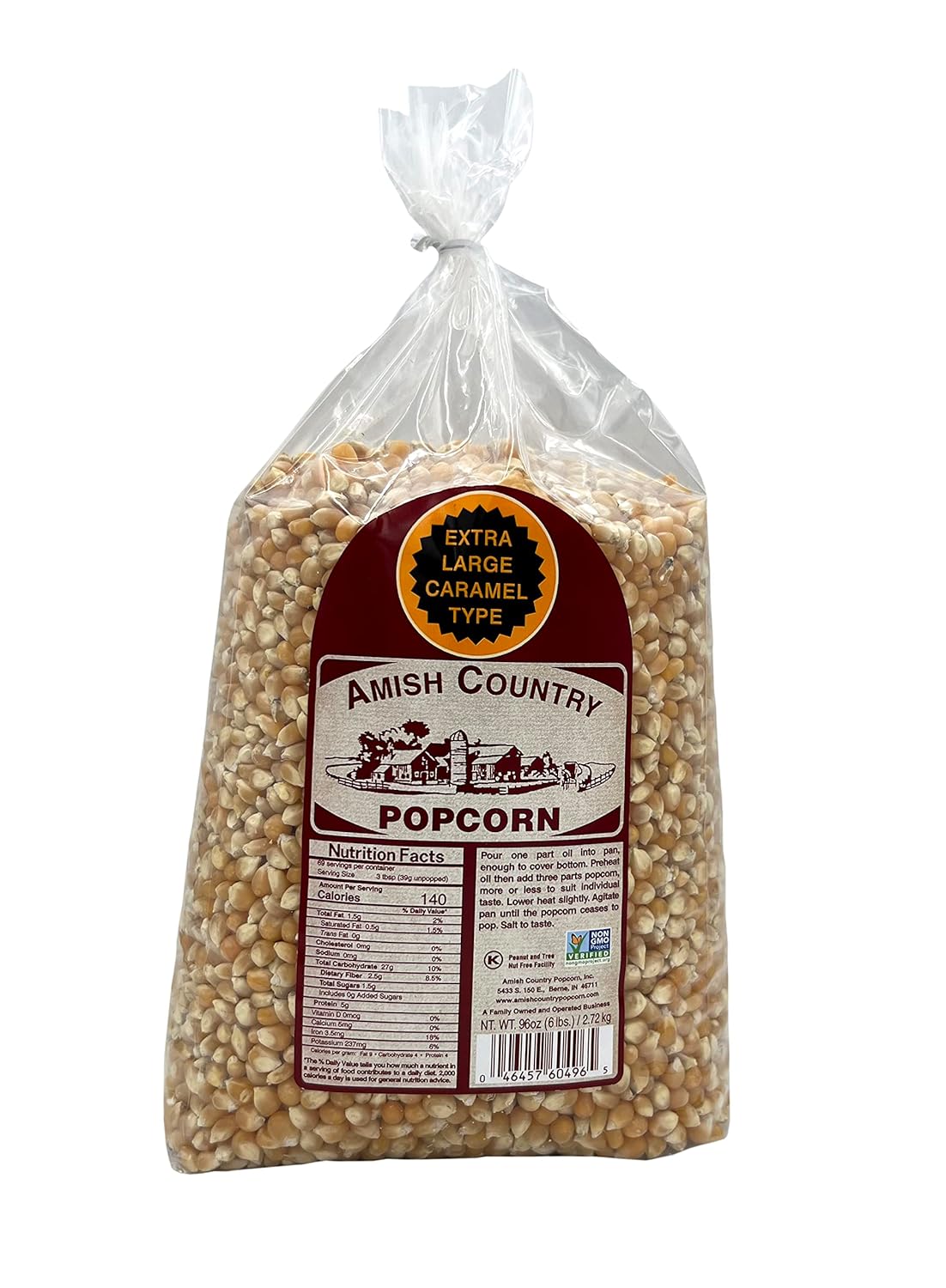 Amish Country Popcorn | 6 lb Bag | Popcorn Kernels | Small and Tender | Old Fashioned, Non-GMO and Gluten Free (6 Pound (Pack of 1), Extra Large Caramel)