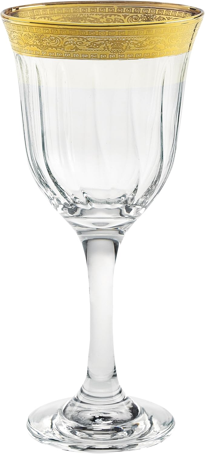 Lorren Home Trends Red Wine Set of 6 Melania Collection Gold, One Size, Clear