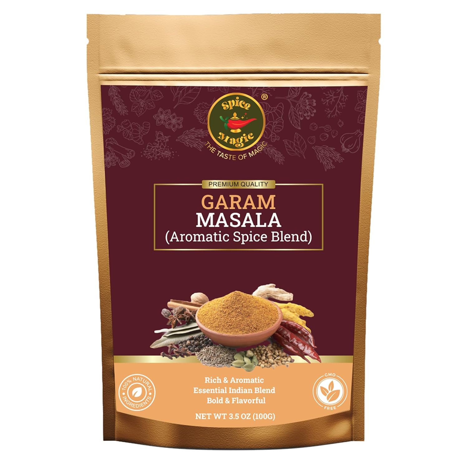 Spice Magic Garam Masala Powder 3.5oz (100g) | Indian Spice Blend | 100% All-Natural, Salt-Free, Vegan, Non-GMO