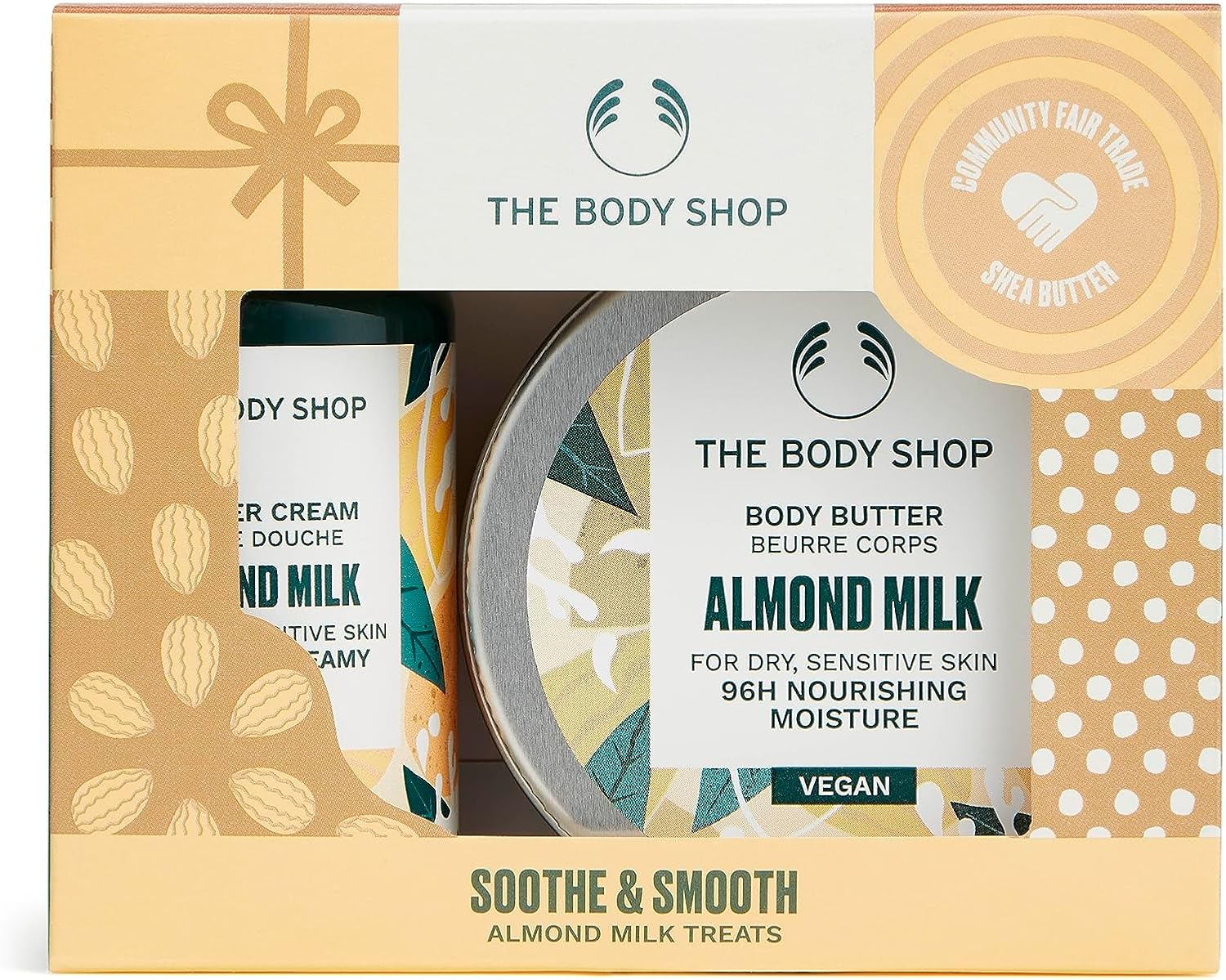 The Body Shop Soothe & Smooth Almond Milk Treats Body Care Holiday Gift Set, Vegan, 2-Piece Set