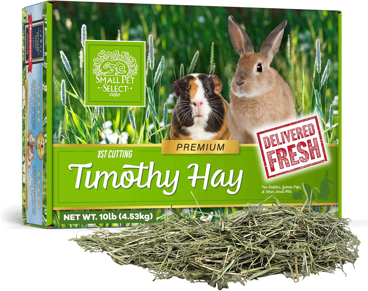 Small Pet Select 1st Cut Timothy Hay Pet Food for Rabbits, Guinea Pigs, and Other Small Animals, Easy to Store Box, 10 LB