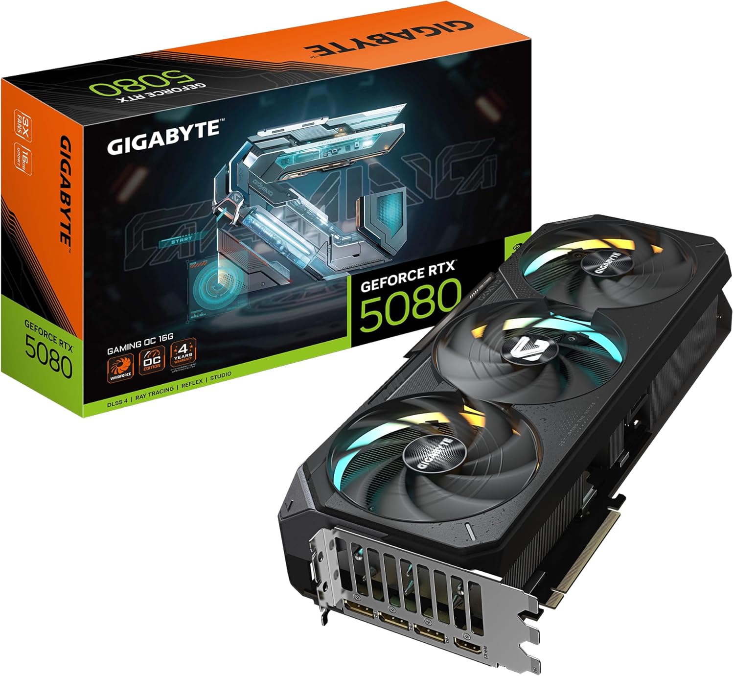 Gigabyte GeForce RTX 5080 GAMING OC 16G Graphics Card - 16GB GDDR7, 256bit, PCI-E 5.0, 2730MHz Core Clock, 3 x DisplayPort, 1 x HDMI, GV-N5080GAMING OC-16GD
