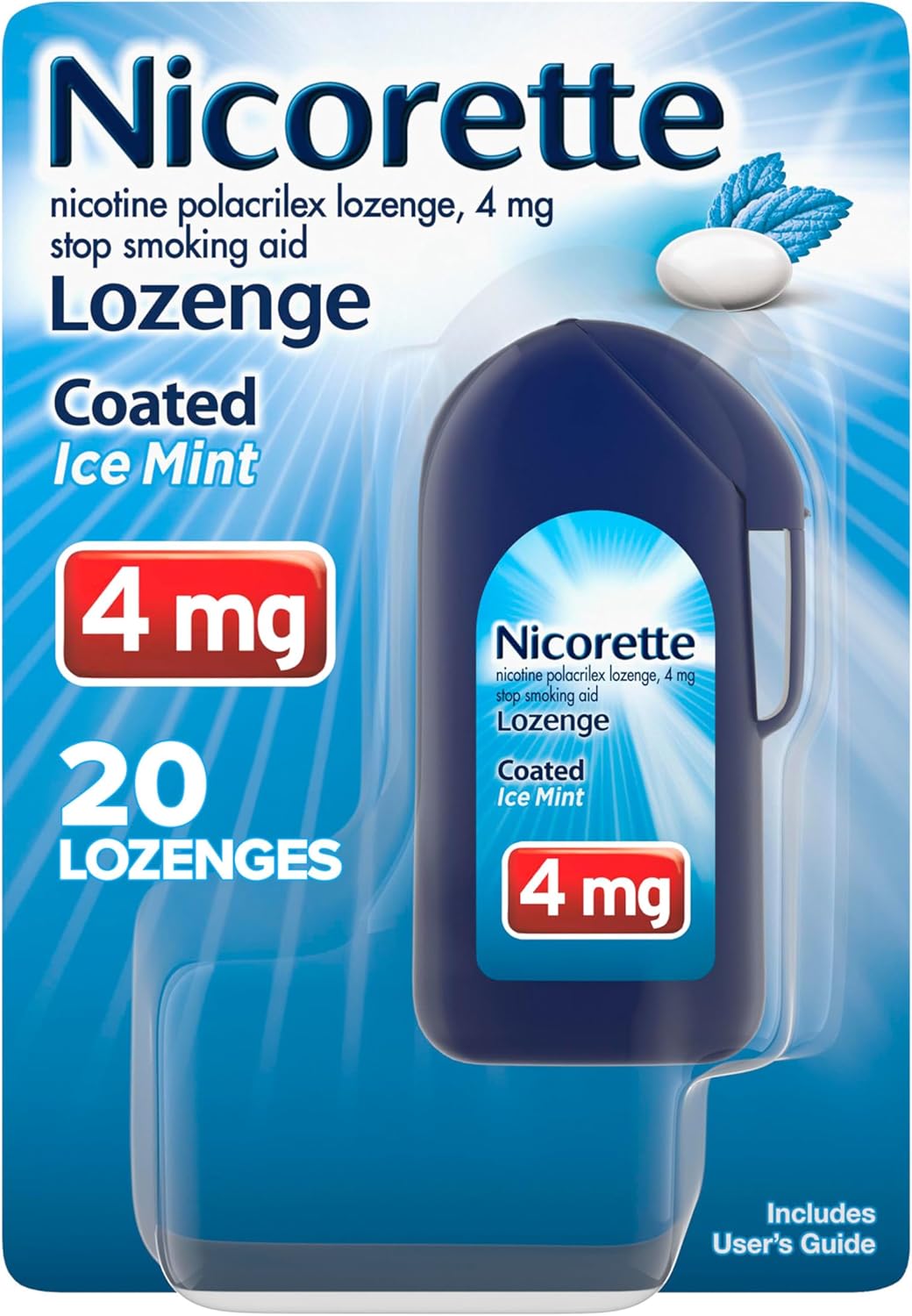 Nicorette 4 mg Coated Nicotine Lozenges to Help Quit Smoking - Ice Mint Flavored Stop Smoking Aid, 20 Count