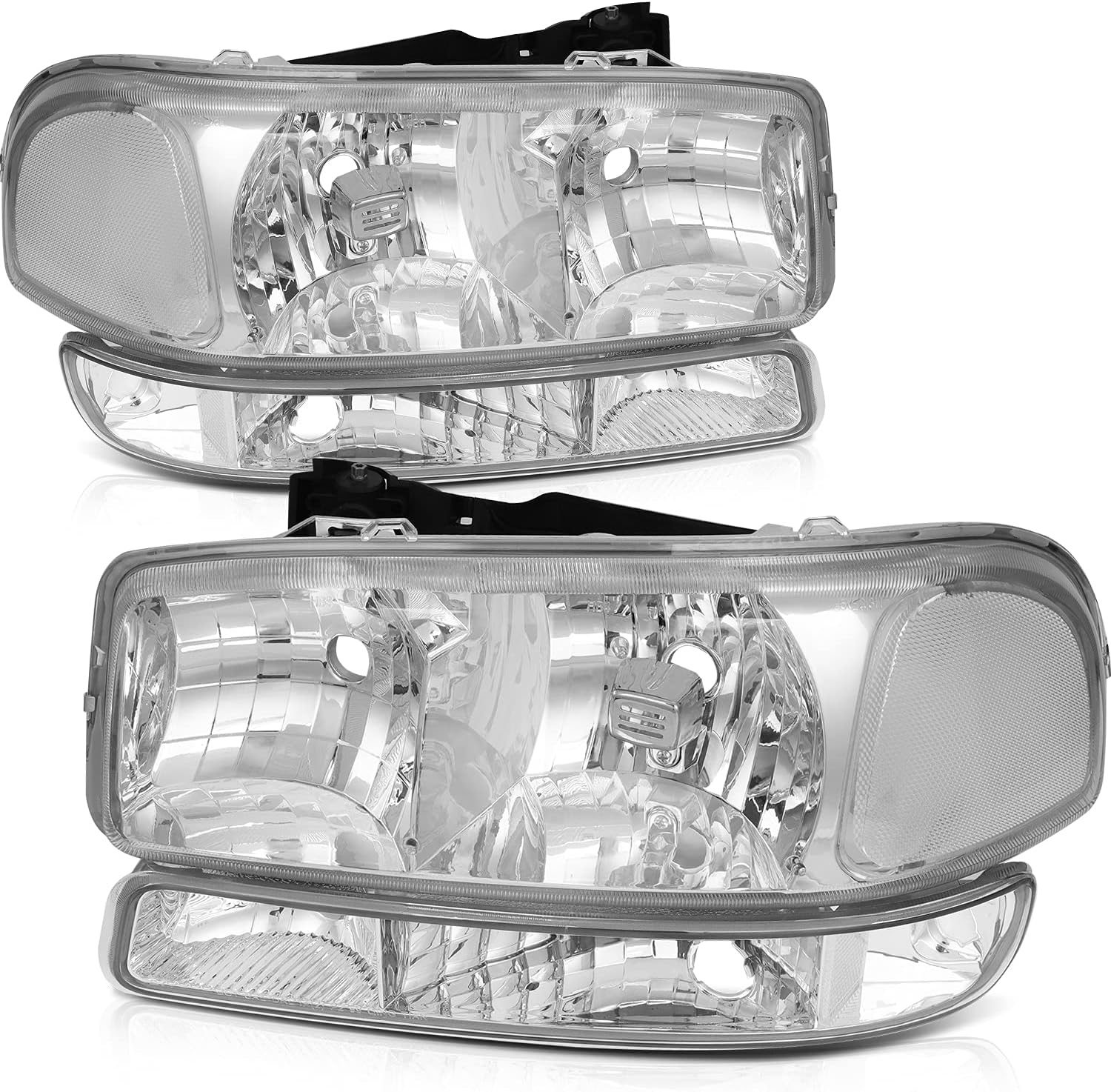 Headlight Assembly Compatible with for GMC Sierra 1500 2500 HD Classic 2007 for GMC Sierra 3500 2001-2006 for GMC Sierra 3500 Classic 2007 for GMC Yukon 2000-2006 Bulbs Not Included